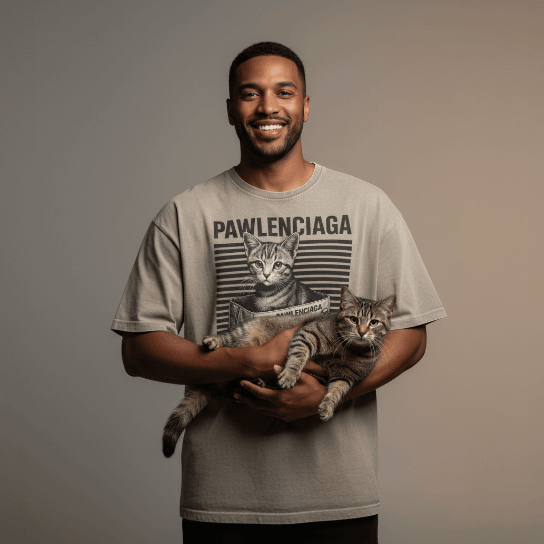T Shirts With Cats - Designer Parody Tee, pawlenciaga brand