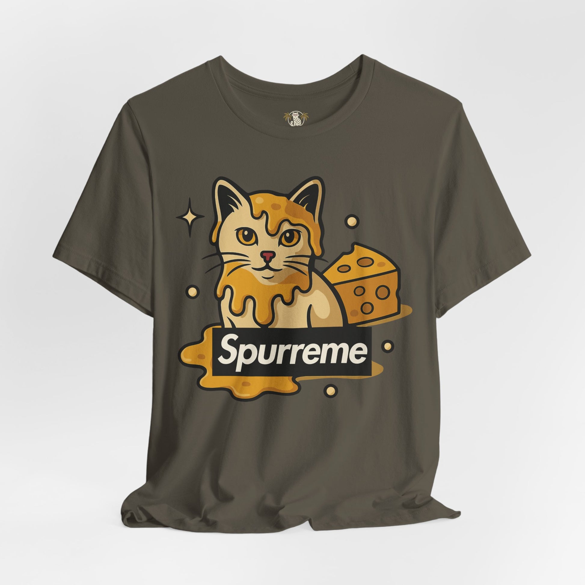 Army green t shirt front view cool cat shirts