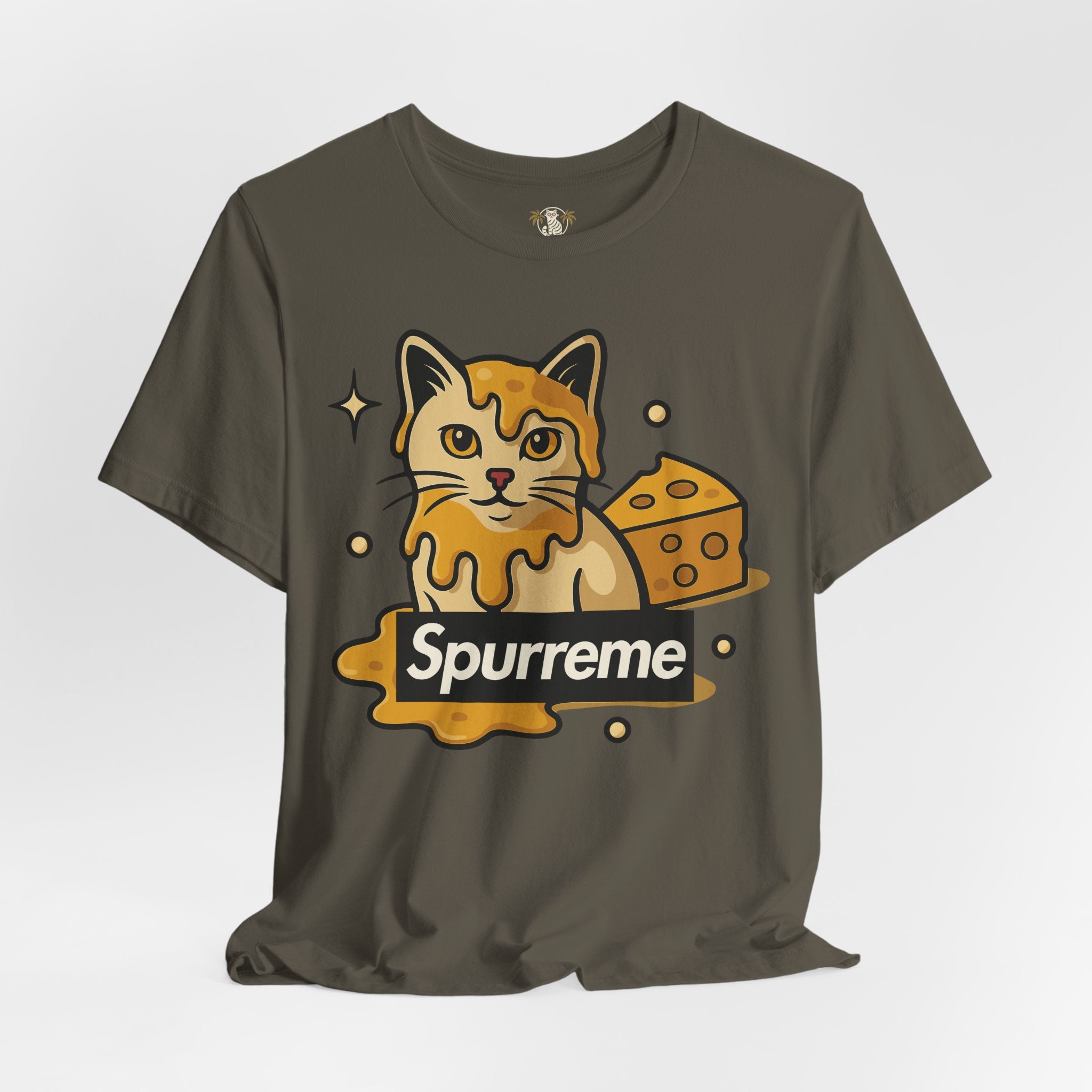 Army green t shirt front view cool cat shirts