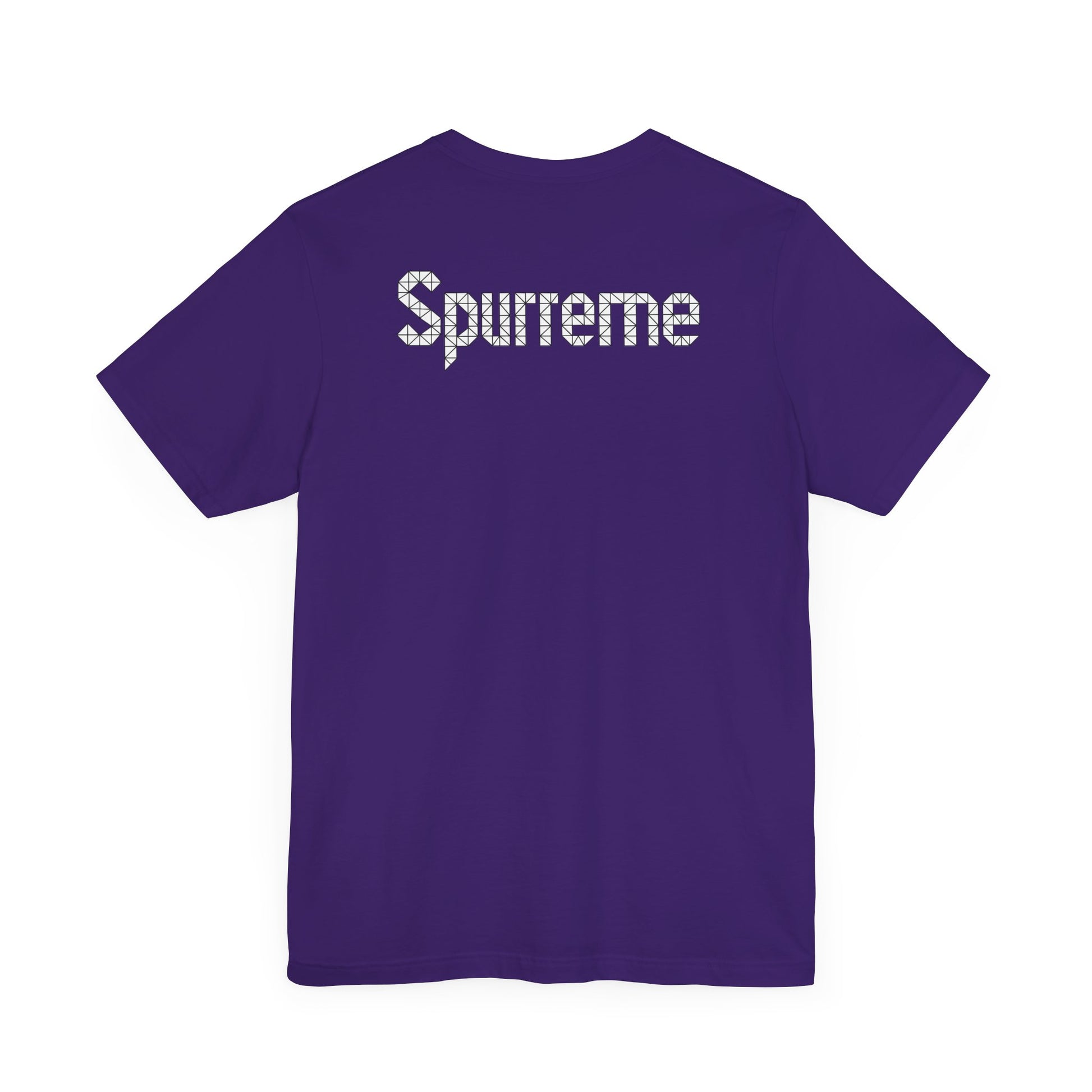 Spurreme Triangular Vision Cat Graphic T Shirt in Team Purple back print, cat graphic tee