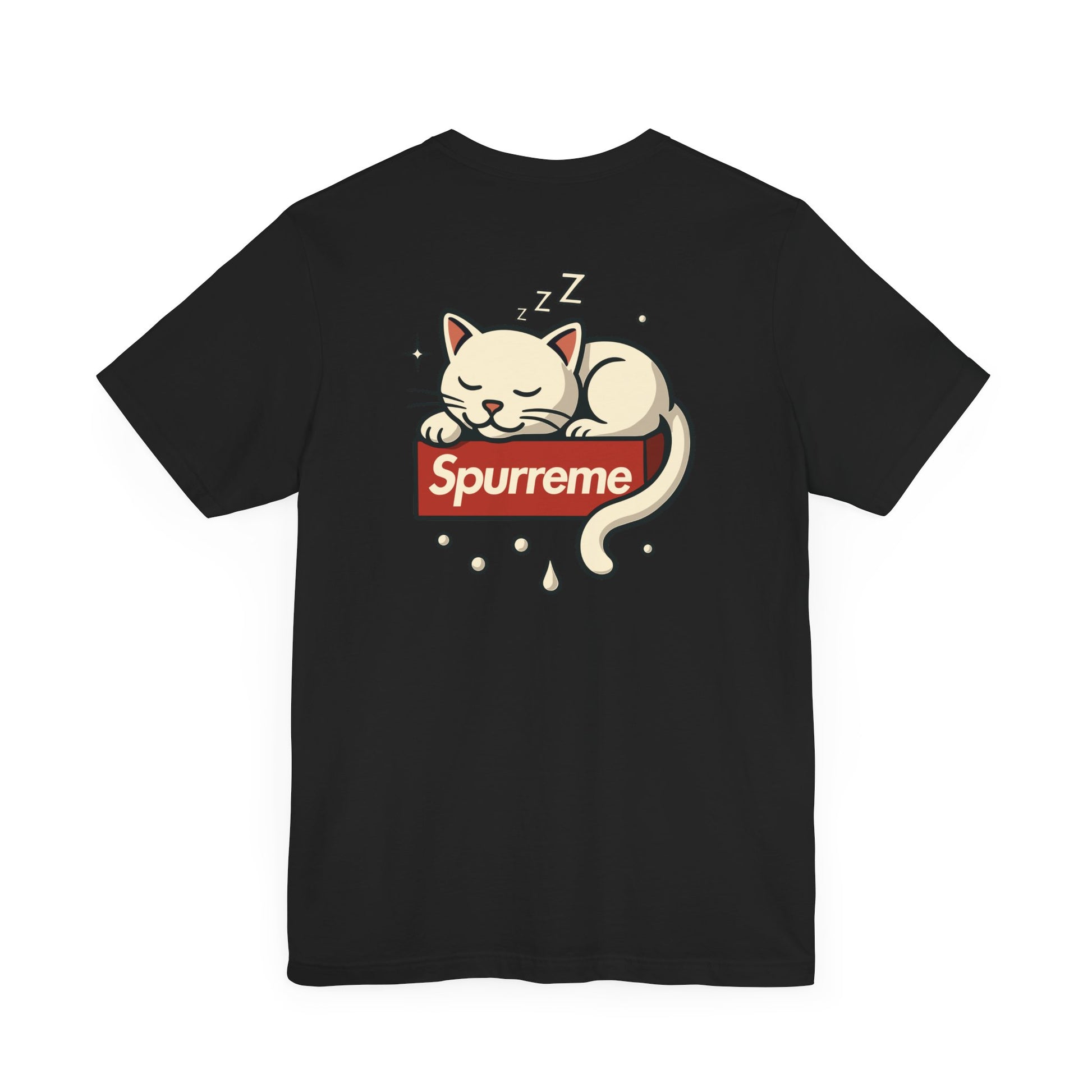 Black t shirt back logo view men’s cat shirt