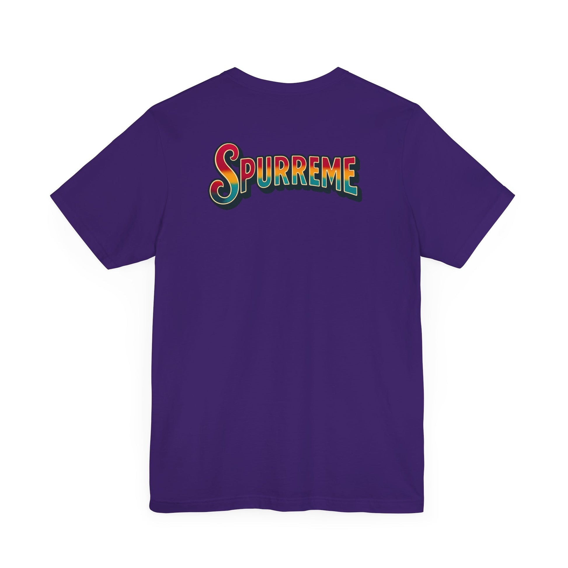 Team purple t shirt hanging display, cat t shirts for women