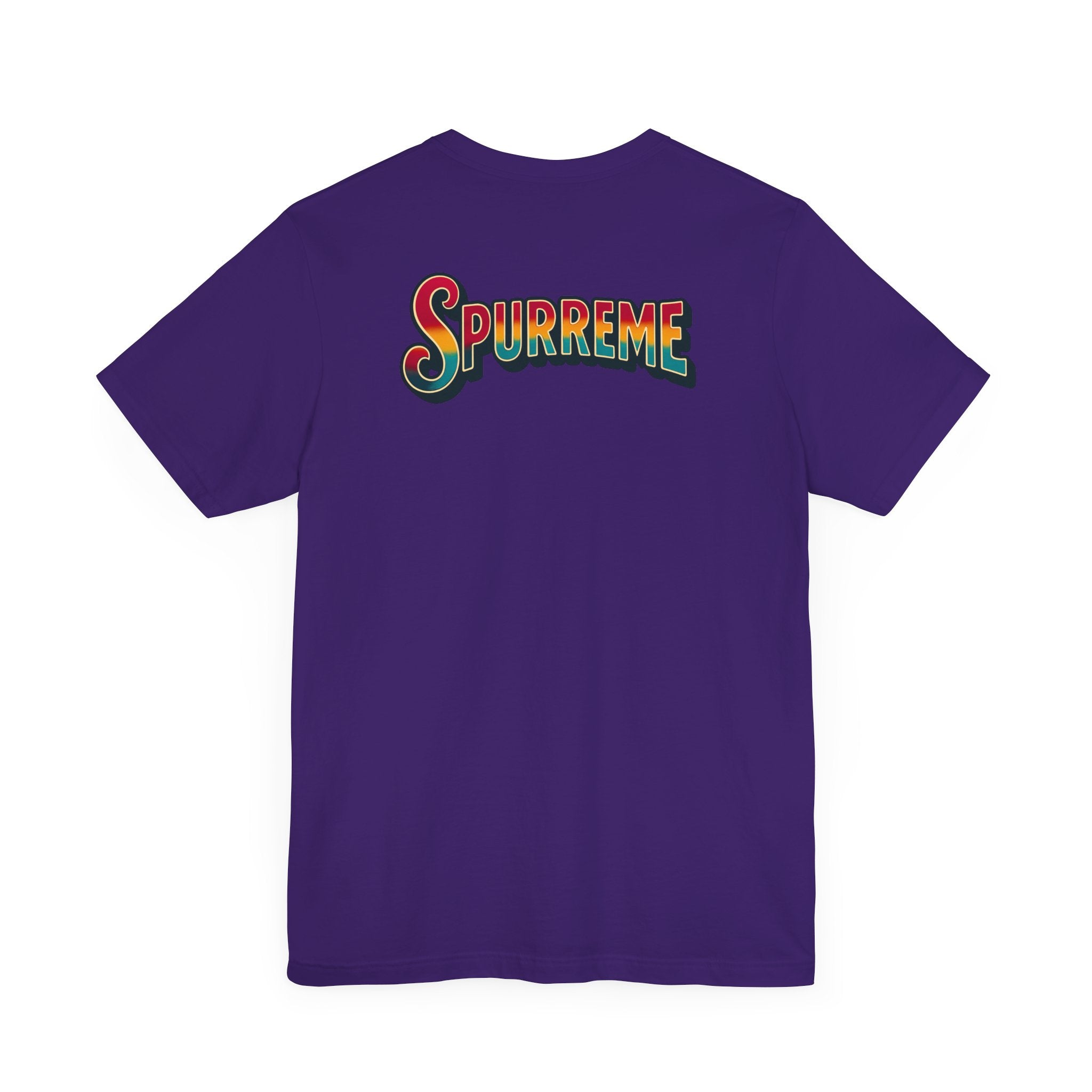 Team purple t shirt hanging display, cat t shirts for women