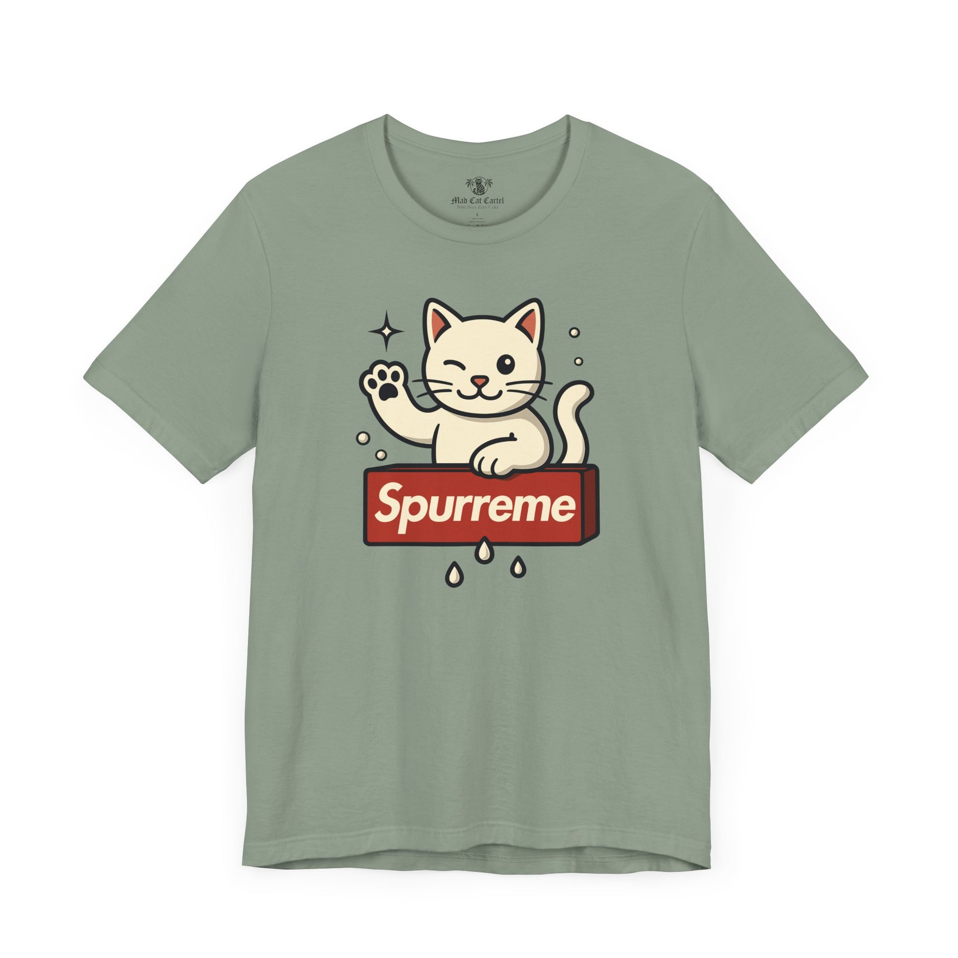 Sage t shirt front flat lay ladies cat t shirt