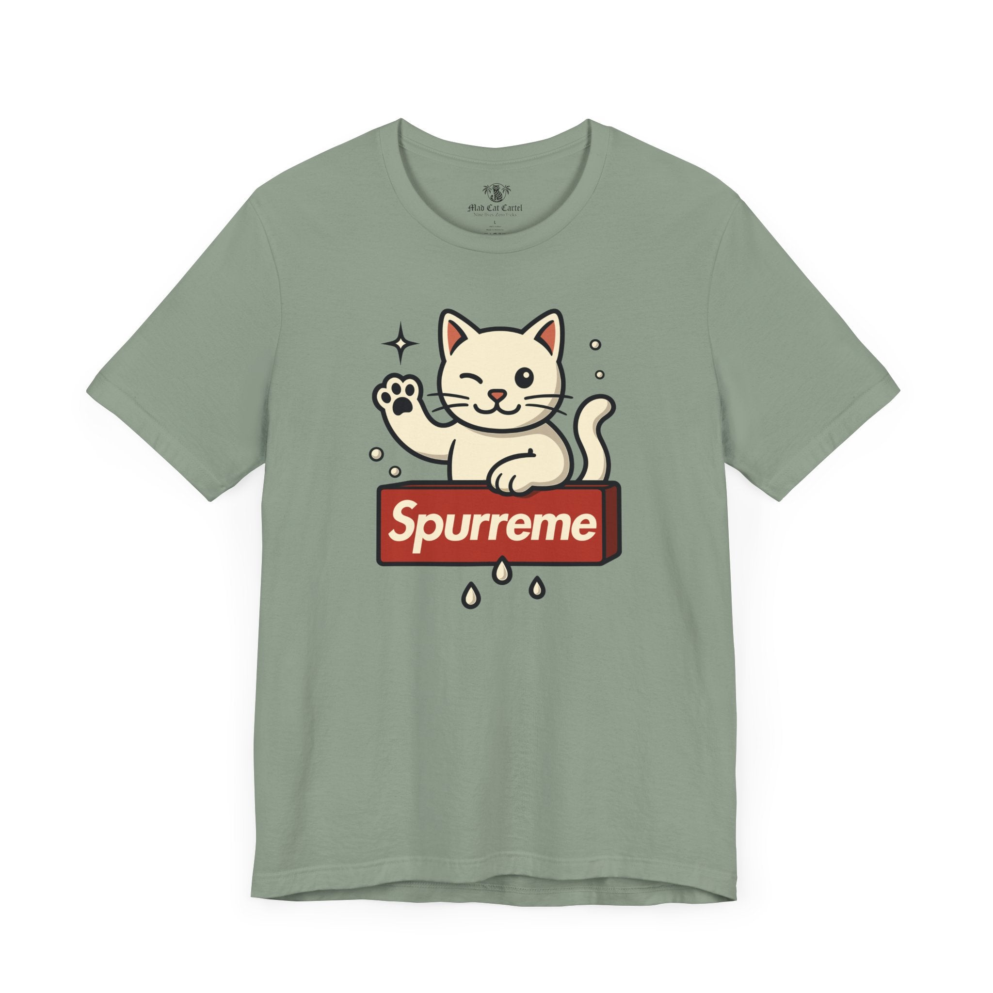 Sage t shirt front flat lay ladies cat t shirt