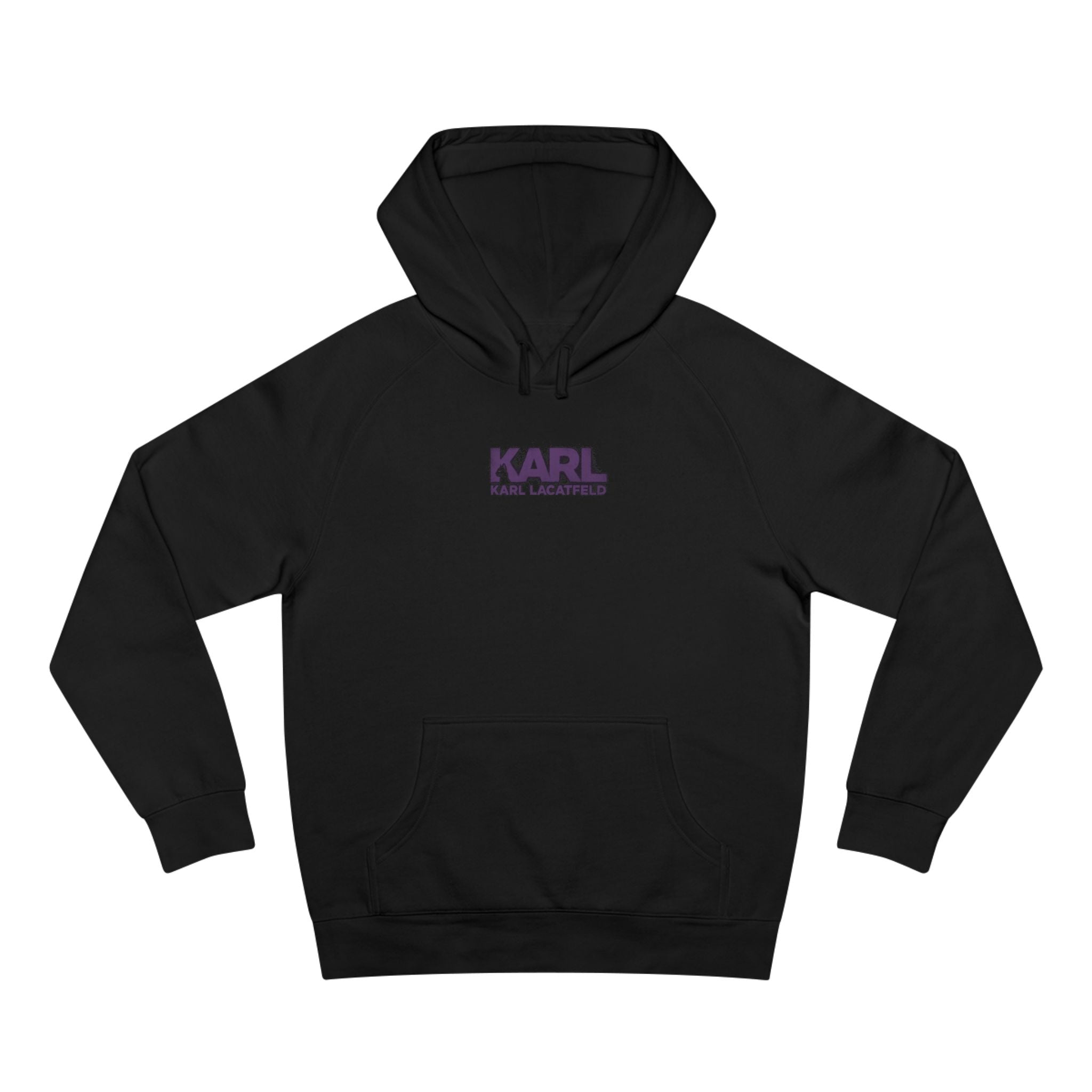 Karl Lacatfeld Chest Logo Purple Glow Black Hoodie, cat hoodies for men