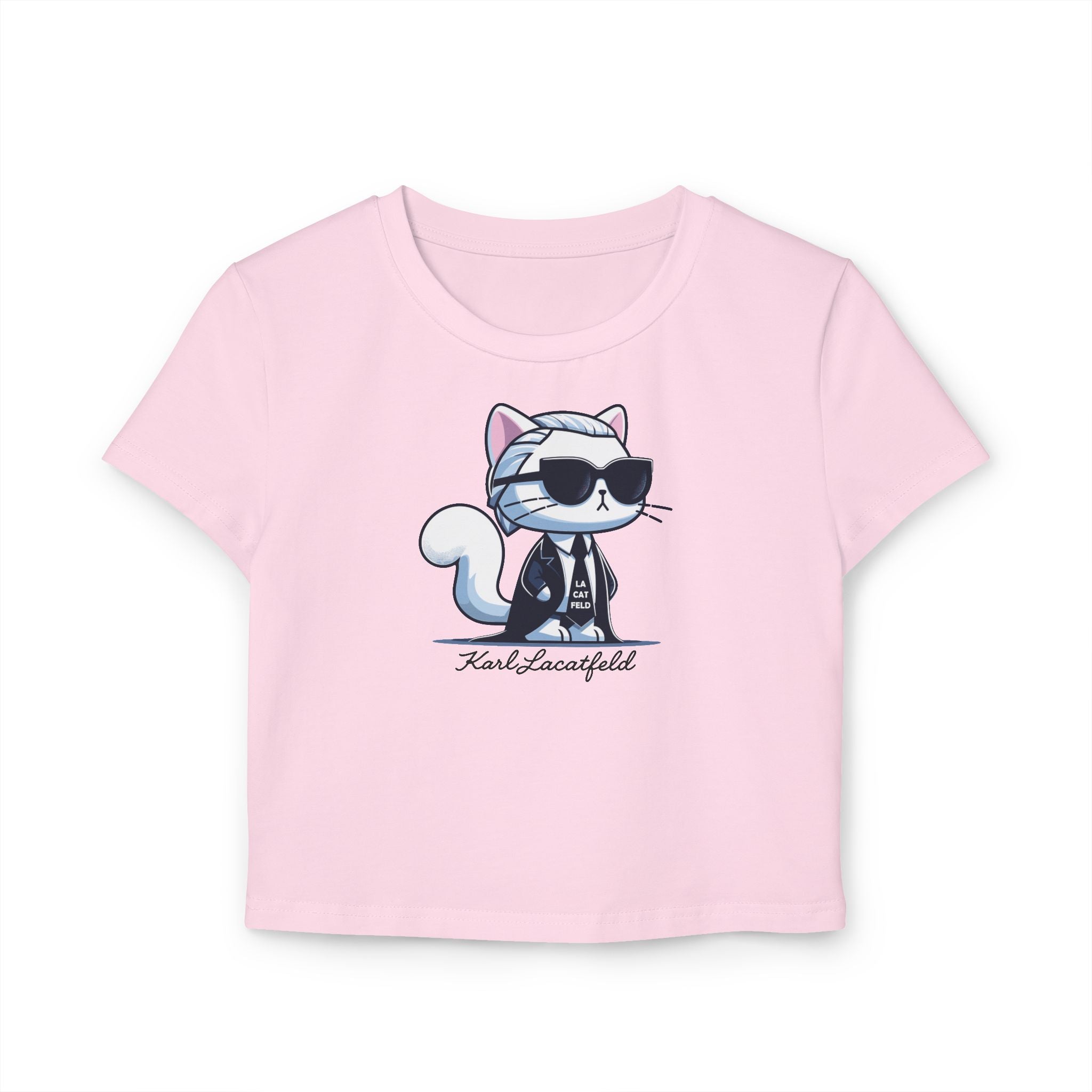 Karl Lacatfeld Executive Meow Icon Women’s Pink Crop Top flat front view