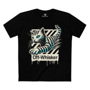 Black cat t shirt for men – Off-Whisker Phantom Pounce graphic tee, unisex shirt for cat lovers