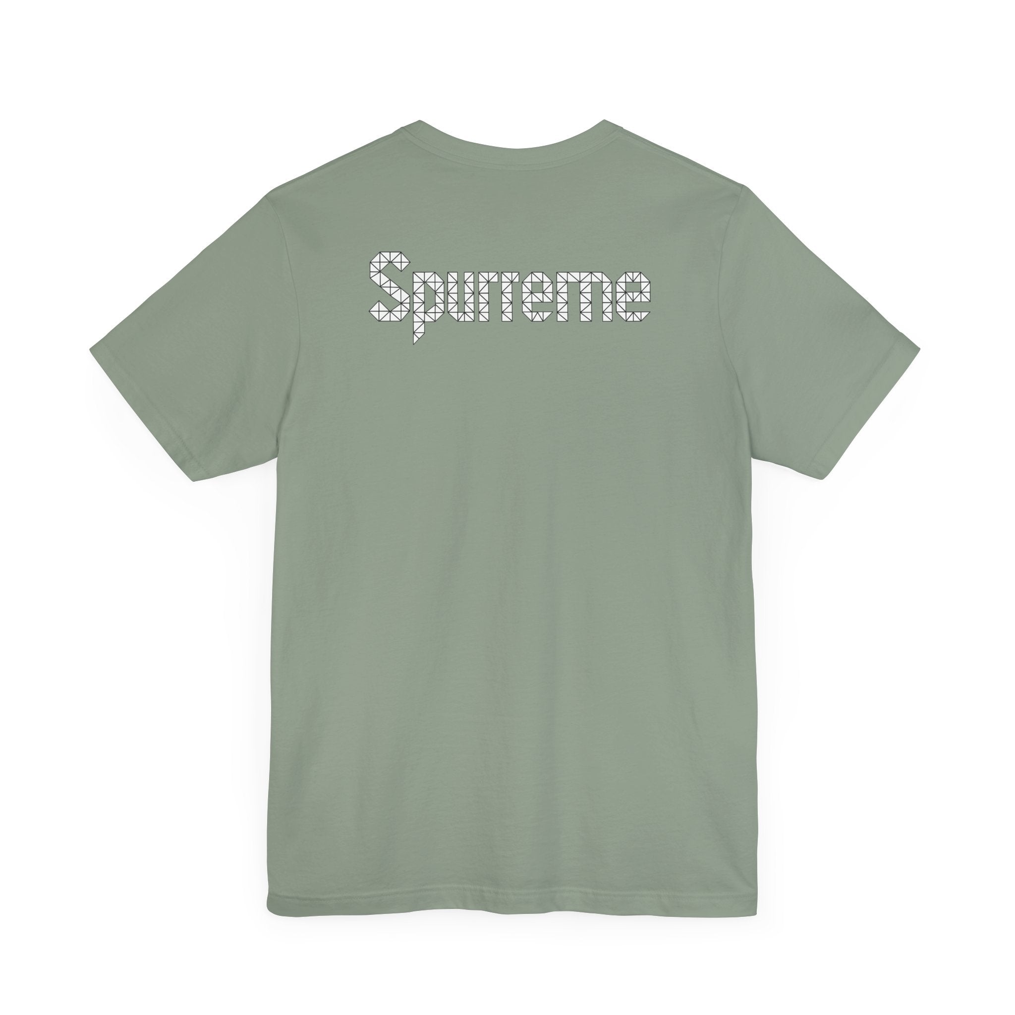 Spurreme Triangular Vision Cat Graphic T Shirt in Sage back print, cat lover t shirt