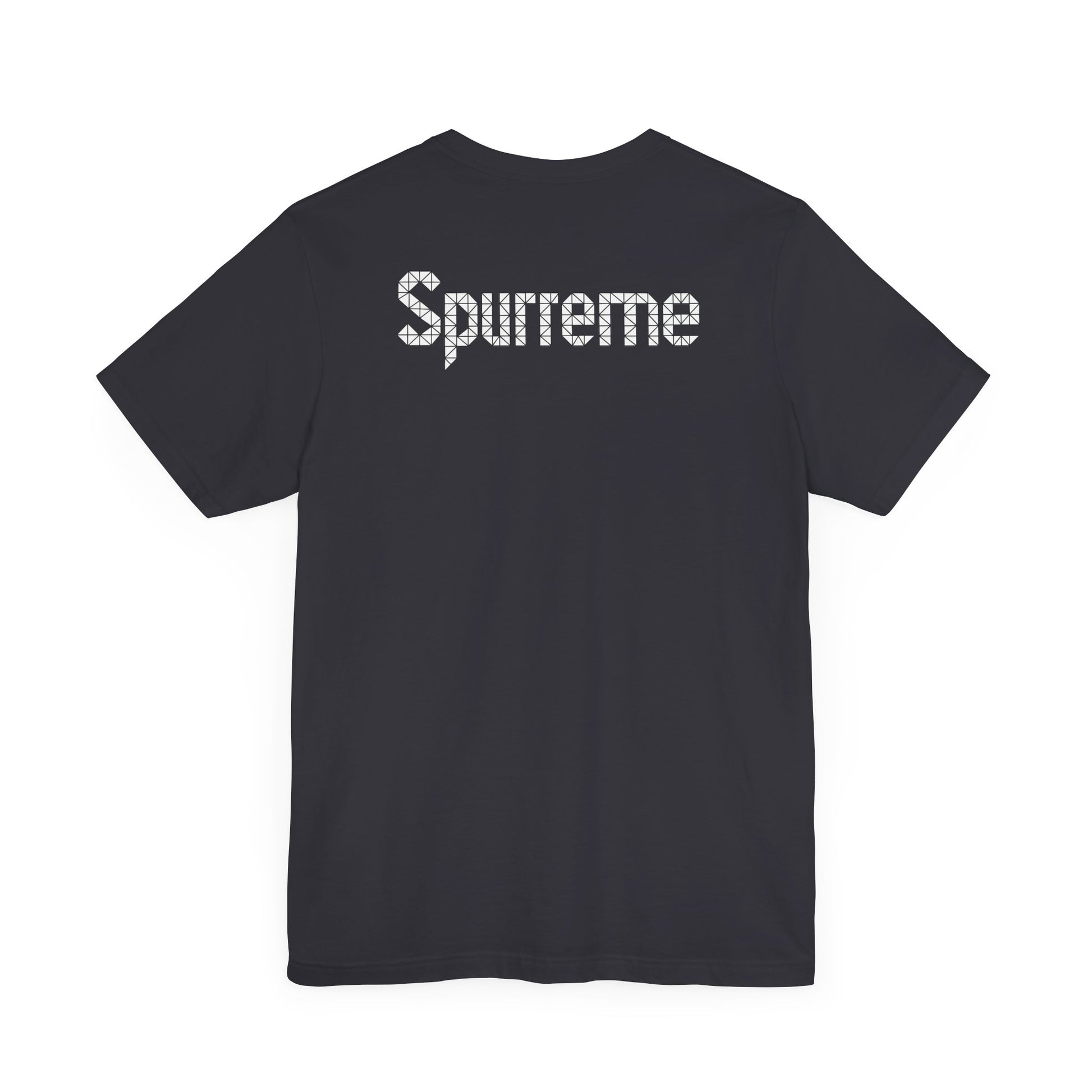 Spurreme Triangular Vision Cat Graphic T Shirt in Dark Grey back view, cat t shirts for guys