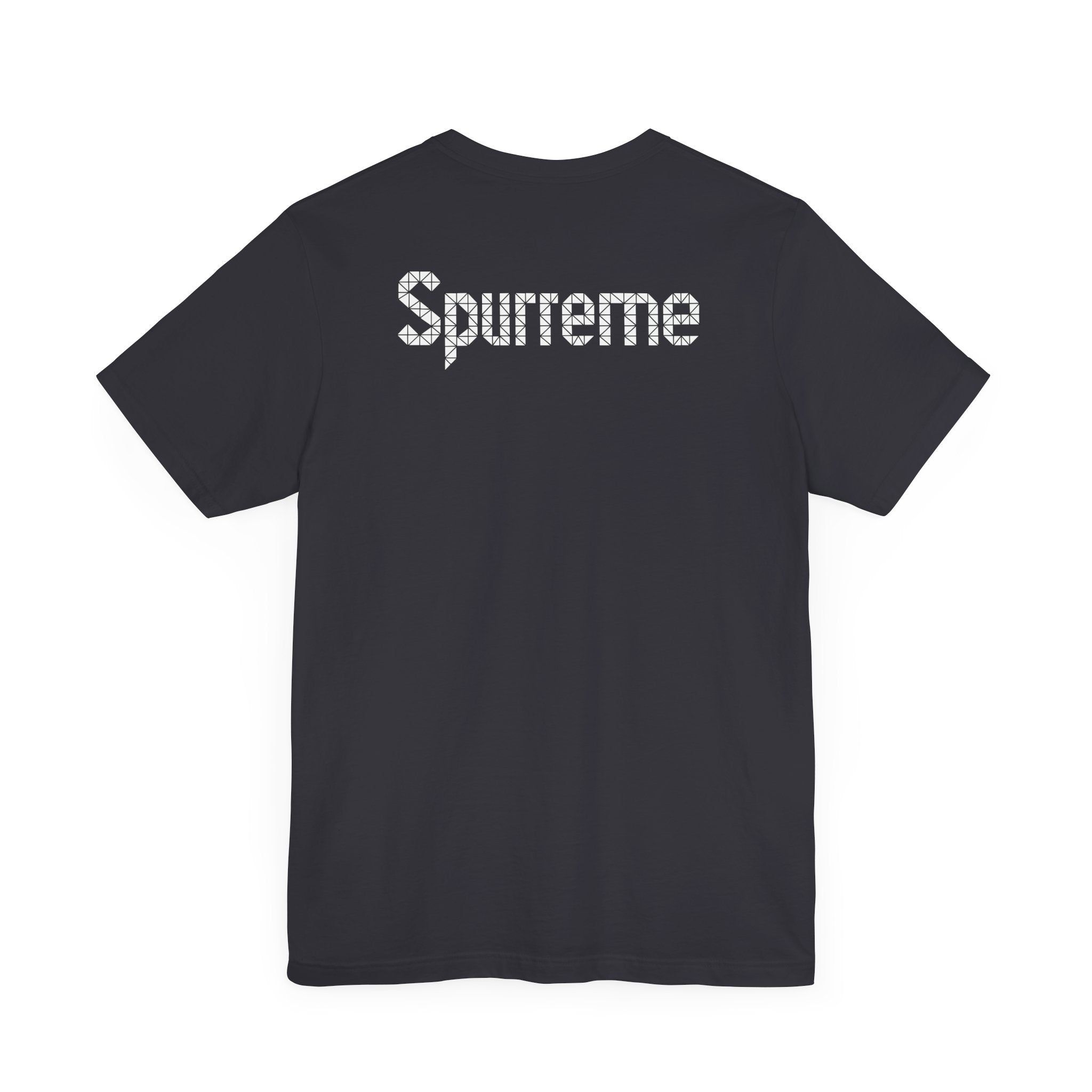 Spurreme Triangular Vision Cat Graphic T Shirt in Dark Grey back view, cat t shirts for guys