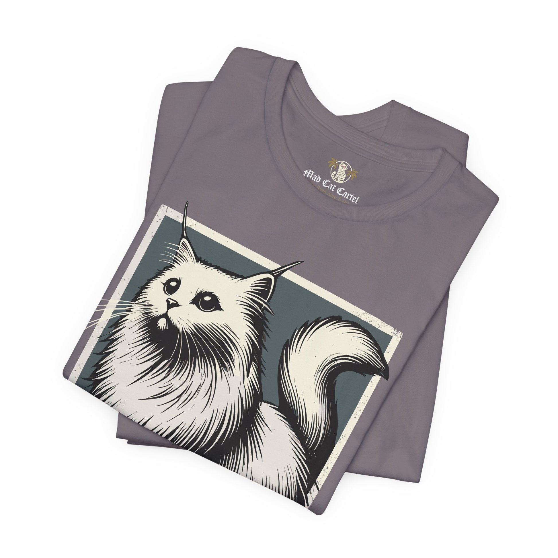 Folded storm Purrada Exclusive Milano Cat Graphic T Shirt, womens cat tee shirts