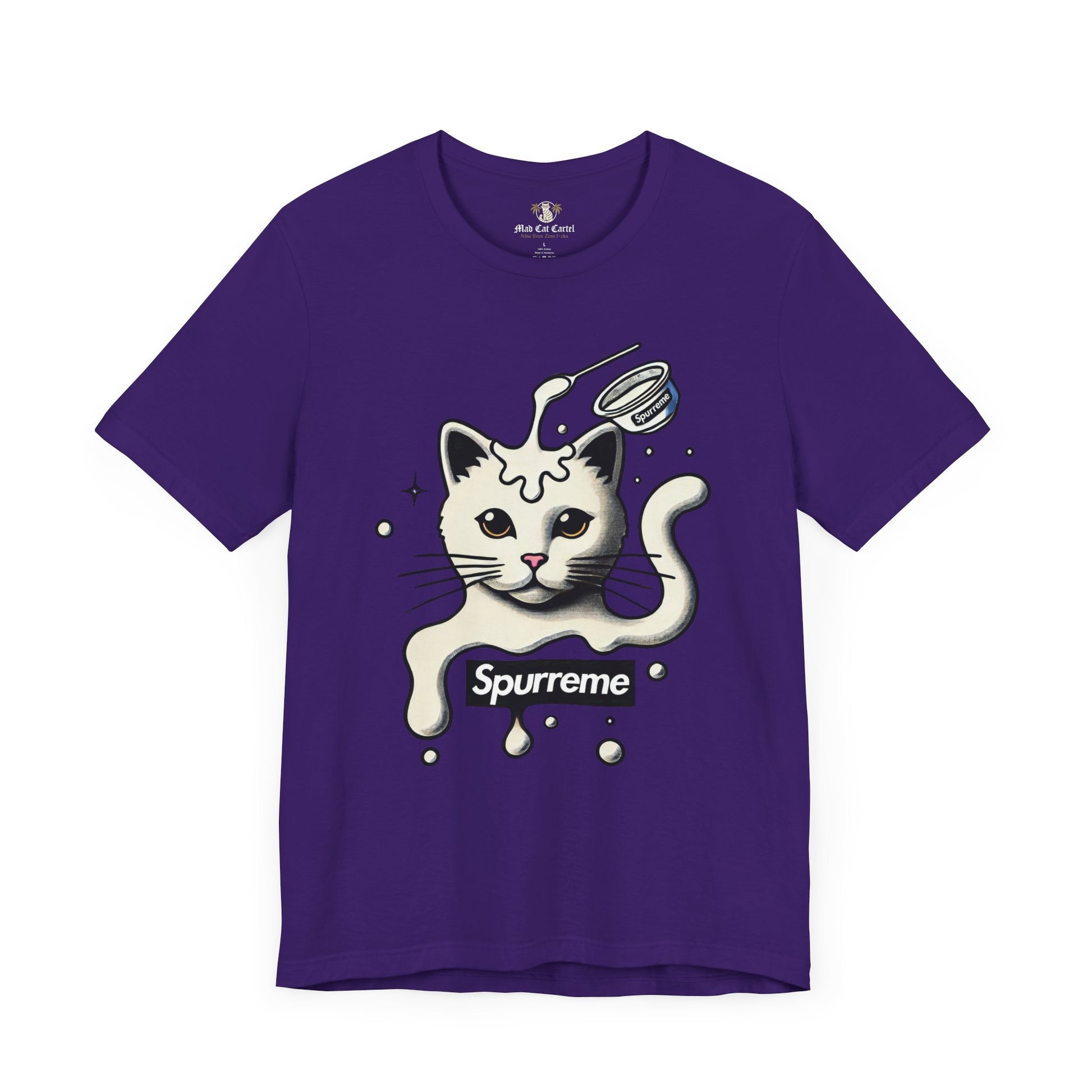 Team purple cat graphic shirt – men's cat shirt