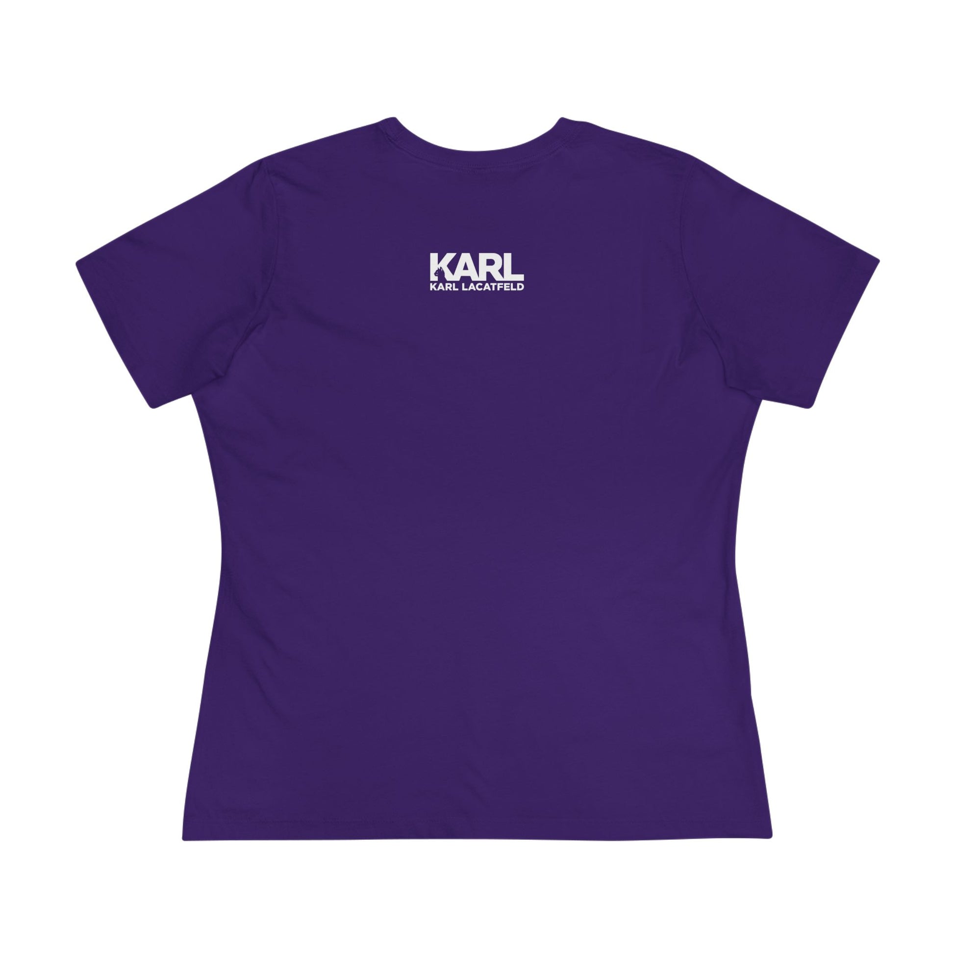 Back view Karl Lacatfeld Cat Print Tee in Purple
