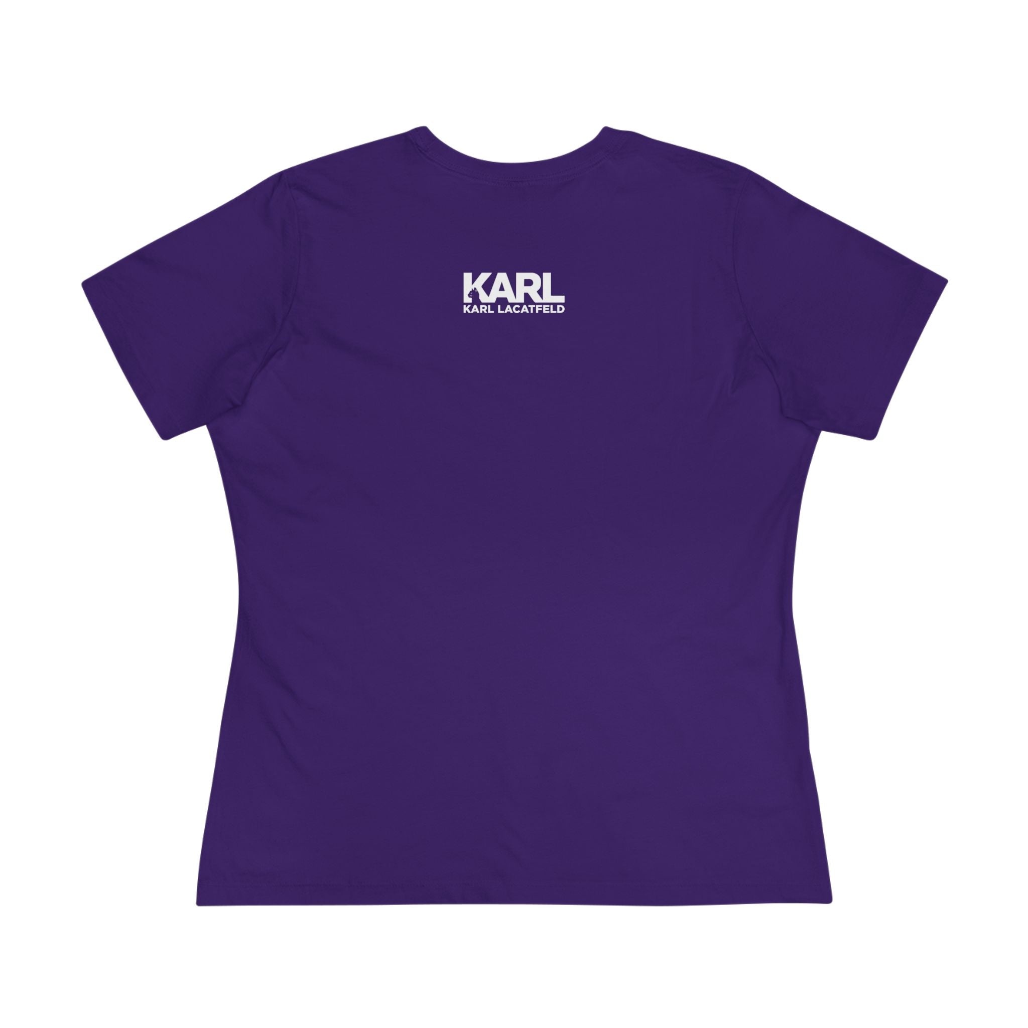Back view Karl Lacatfeld Cat Print Tee in Purple