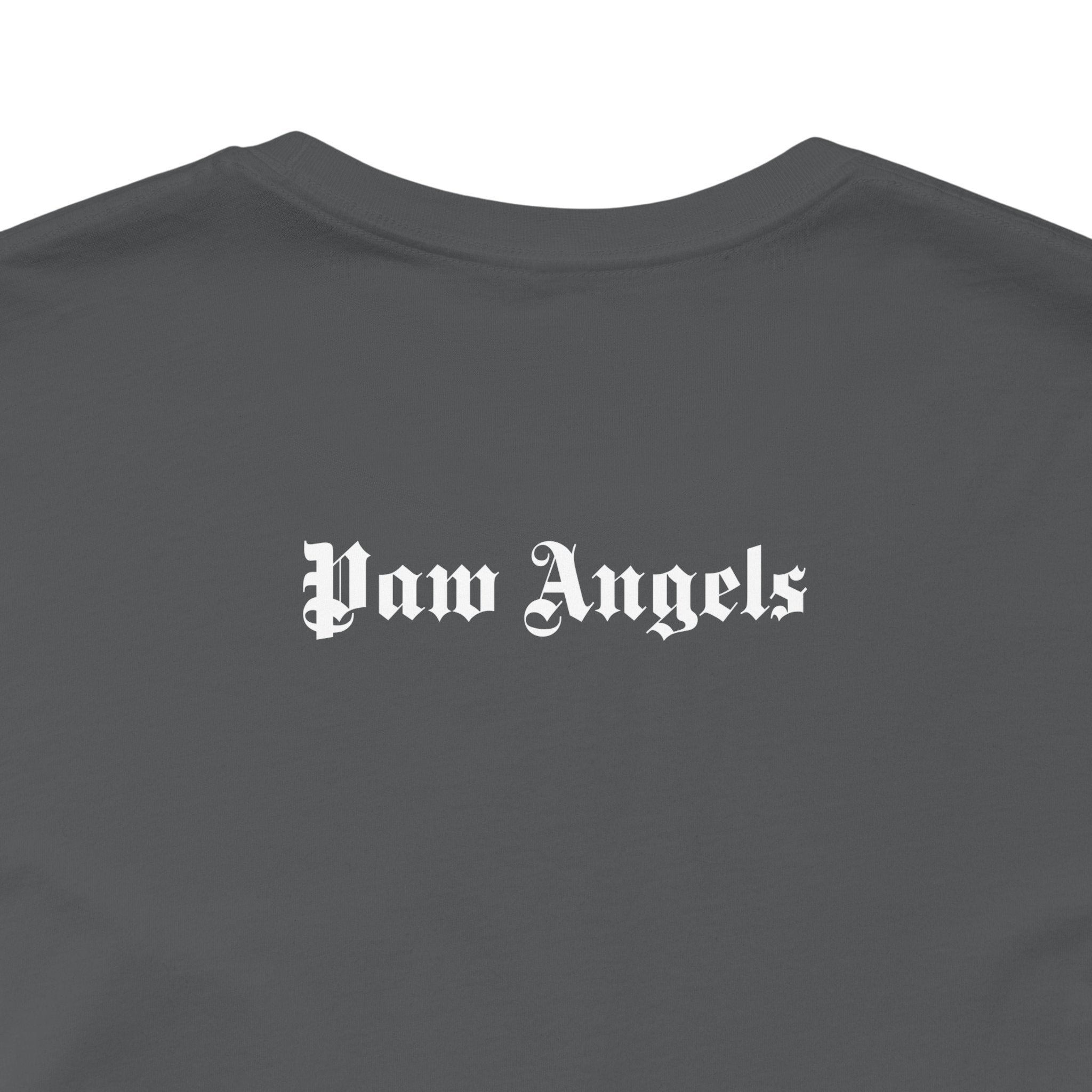 Asphalt t shirt with “Paw Angels” back print – men’s cat shirt
