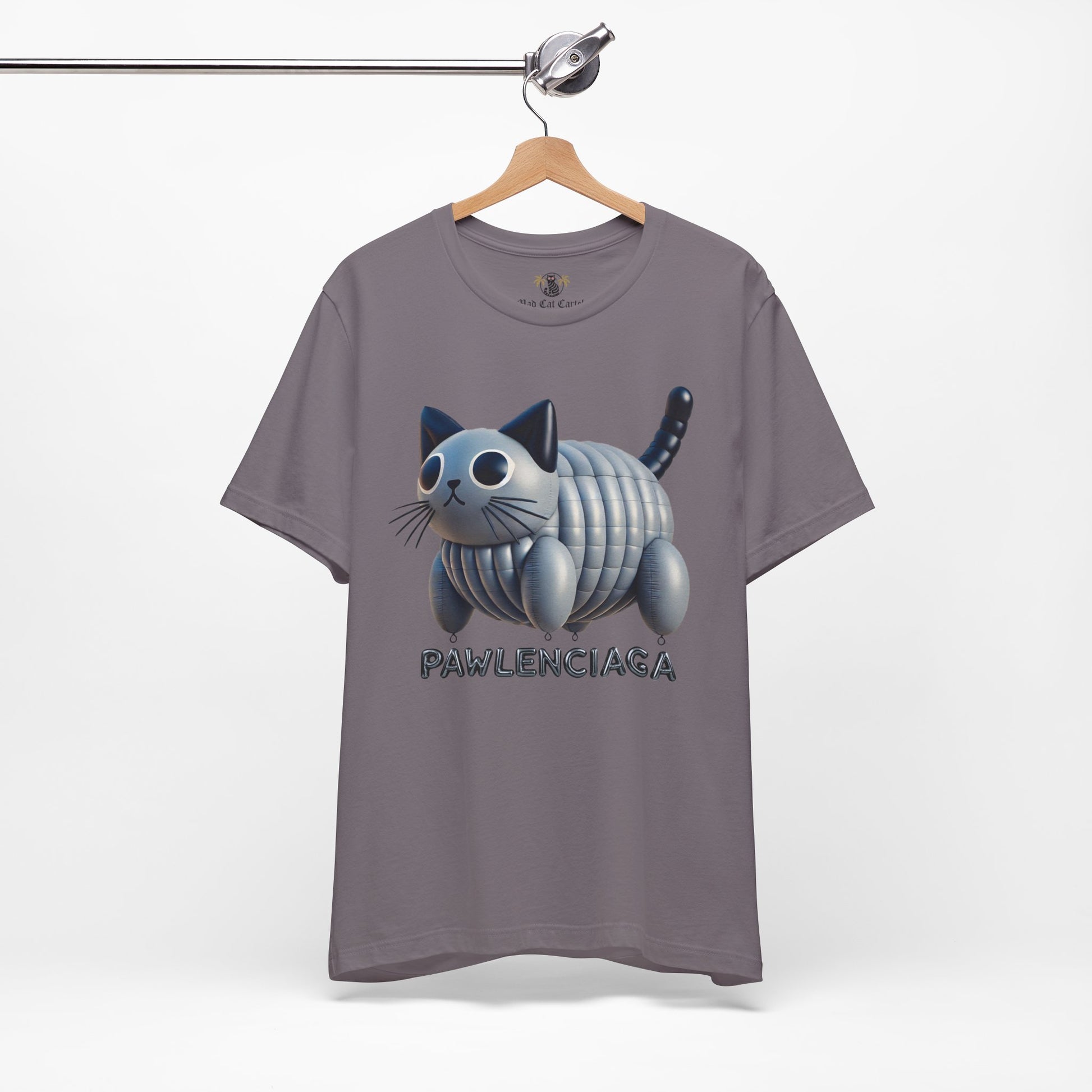 Storm Pawlenciaga Cat Balloon Graphic T Shirt on hanger things to get cat lovers