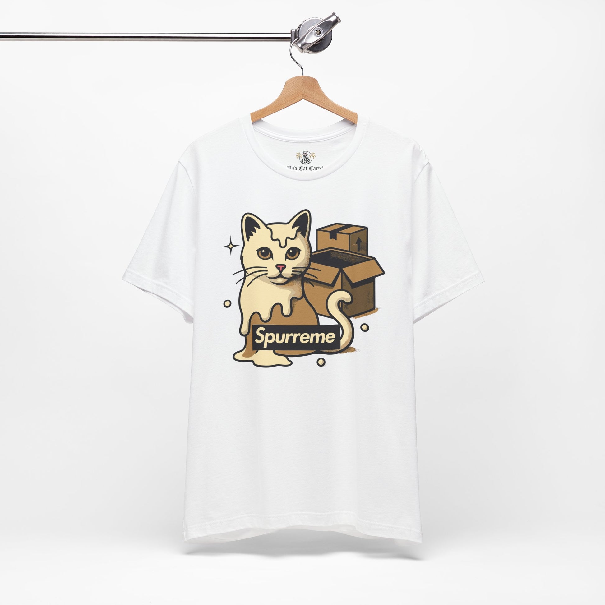 White t shirt hanging clothes with cats on them