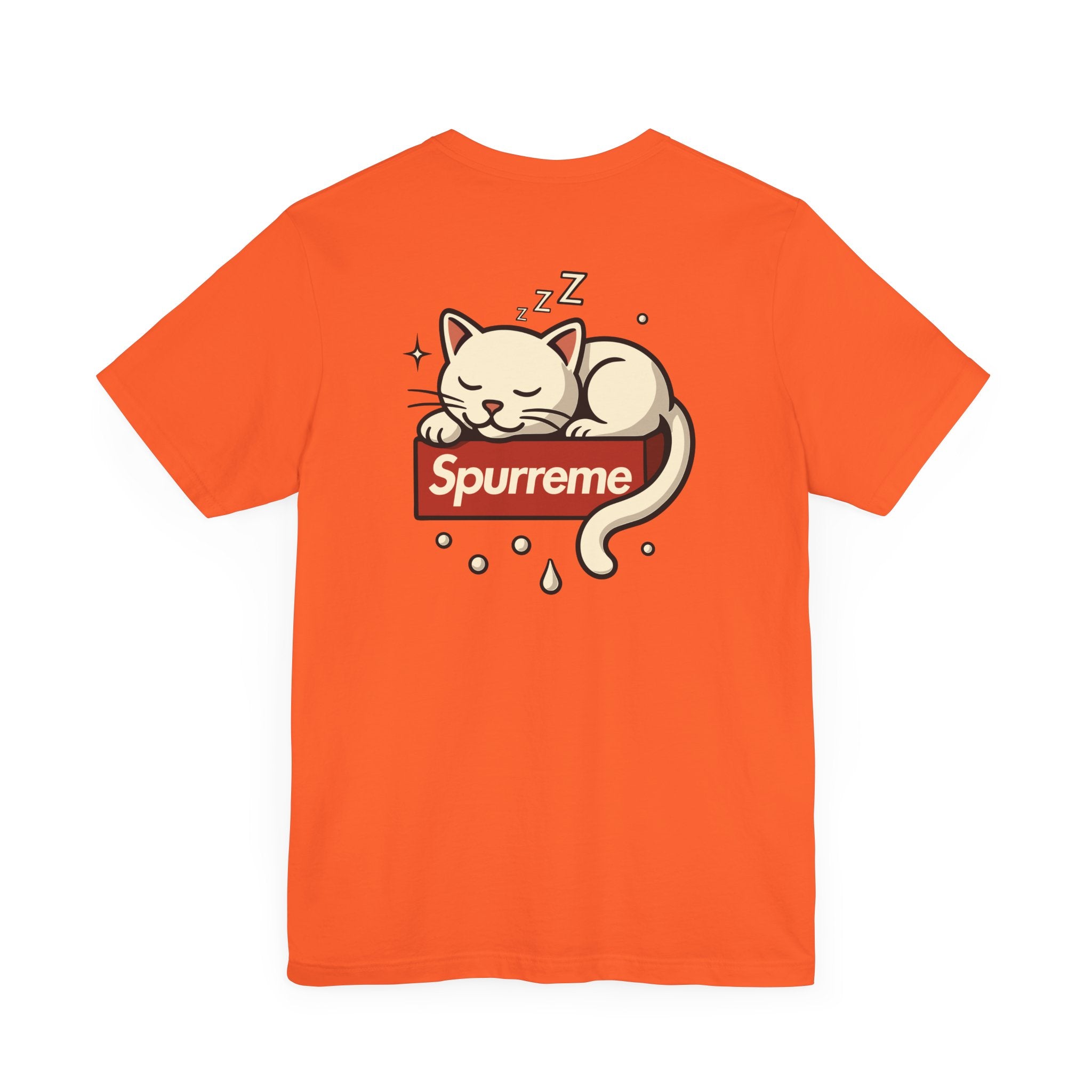 Orange t shirt back logo view ladies cat t shirt