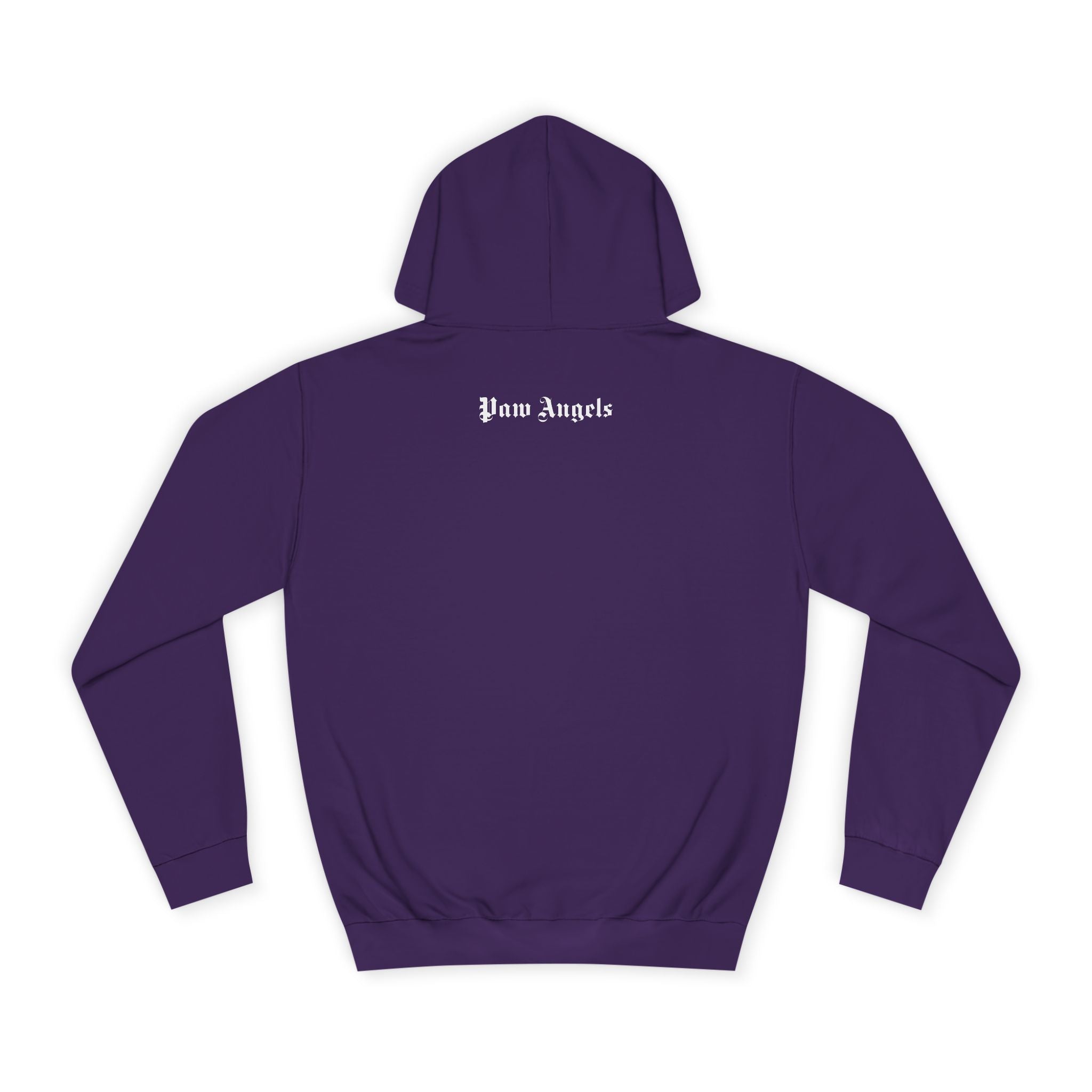 Back of Paw Angels spray cat purple hoodie, cat hoodie for woman