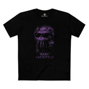 Karl Lacatfeld Purple Glow Cat Graphic Black T Shirt for cat lovers