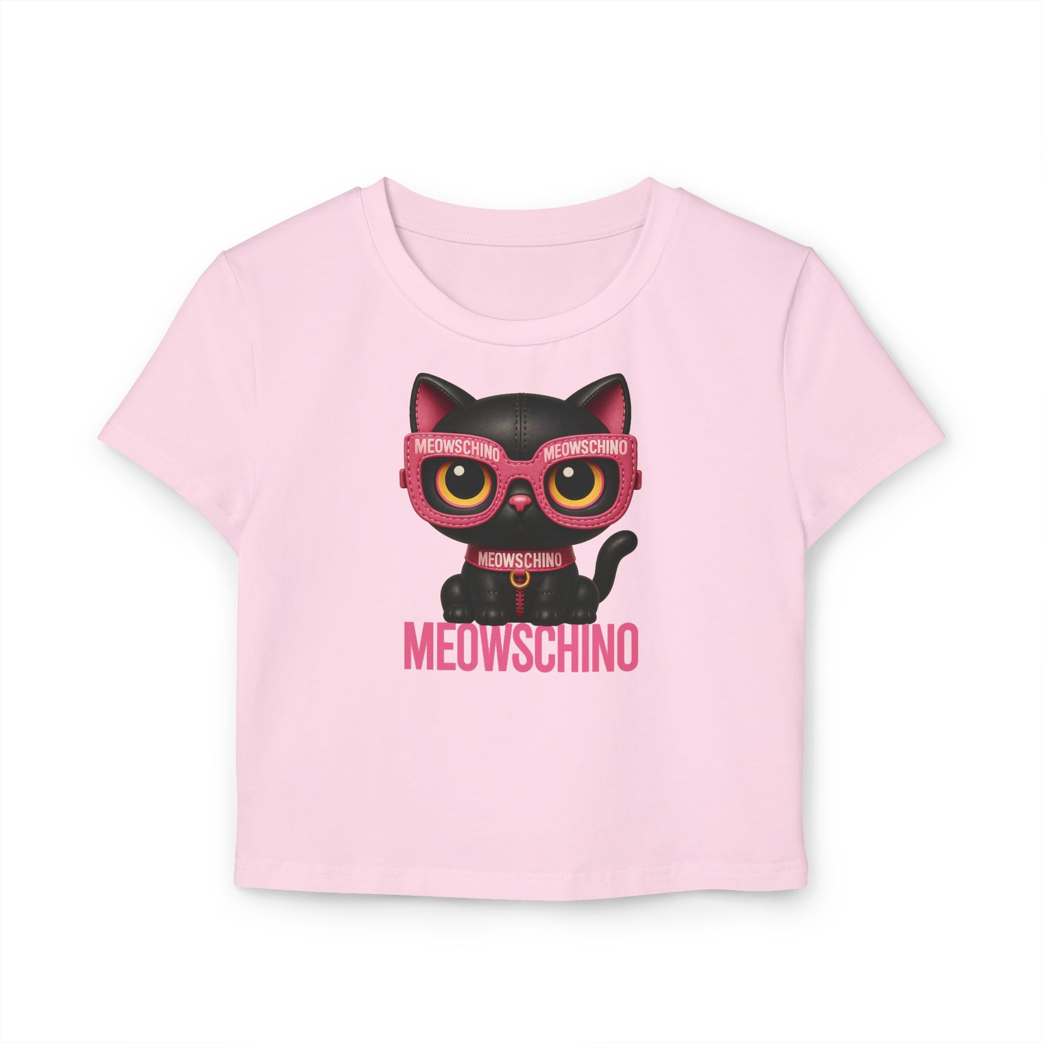 Light pink baby tee front view ladies graphic baby tee