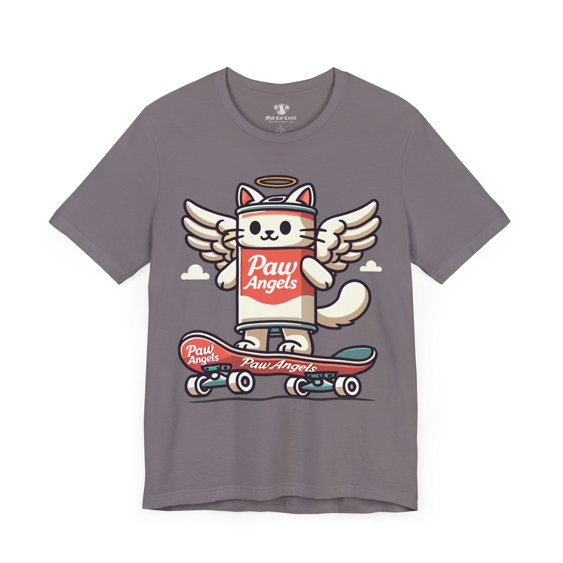 Storm Paw Angels skate t shirt front – cool cat shirts