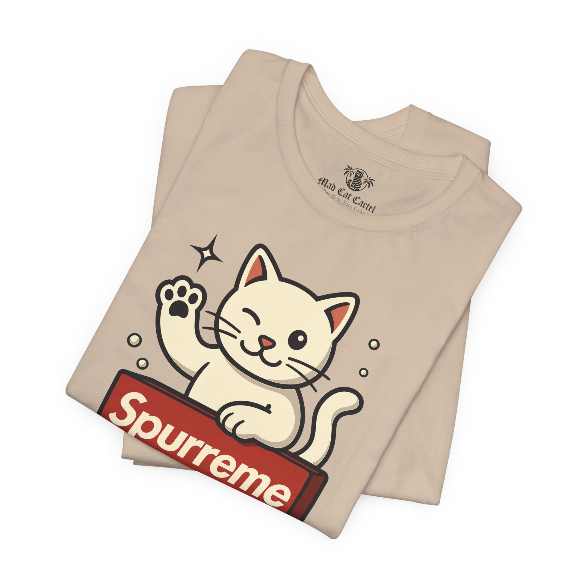 Tan t shirt folded front view cat lover t shirt