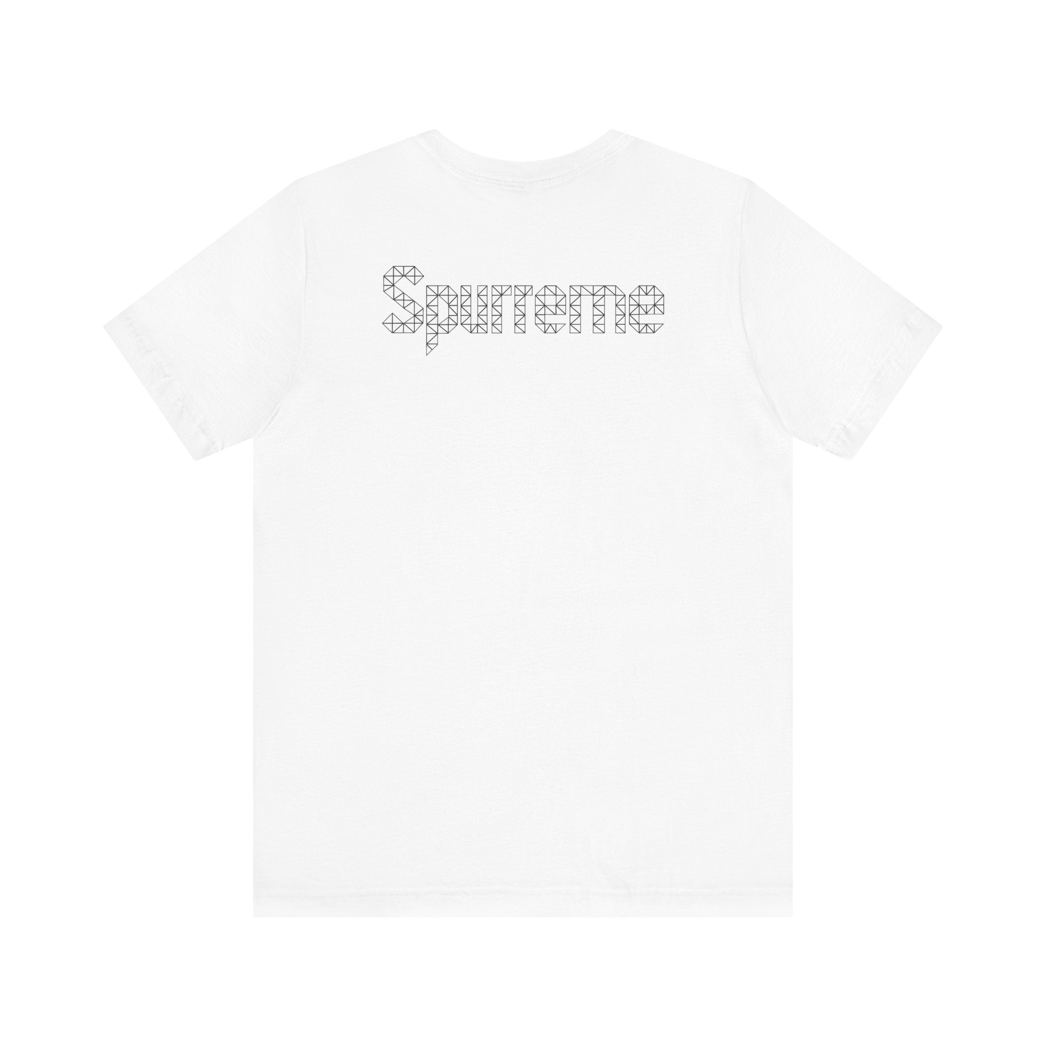 White Spurreme Triangular Vision Cat Graphic T-Shirt back view – cat lover t shirts