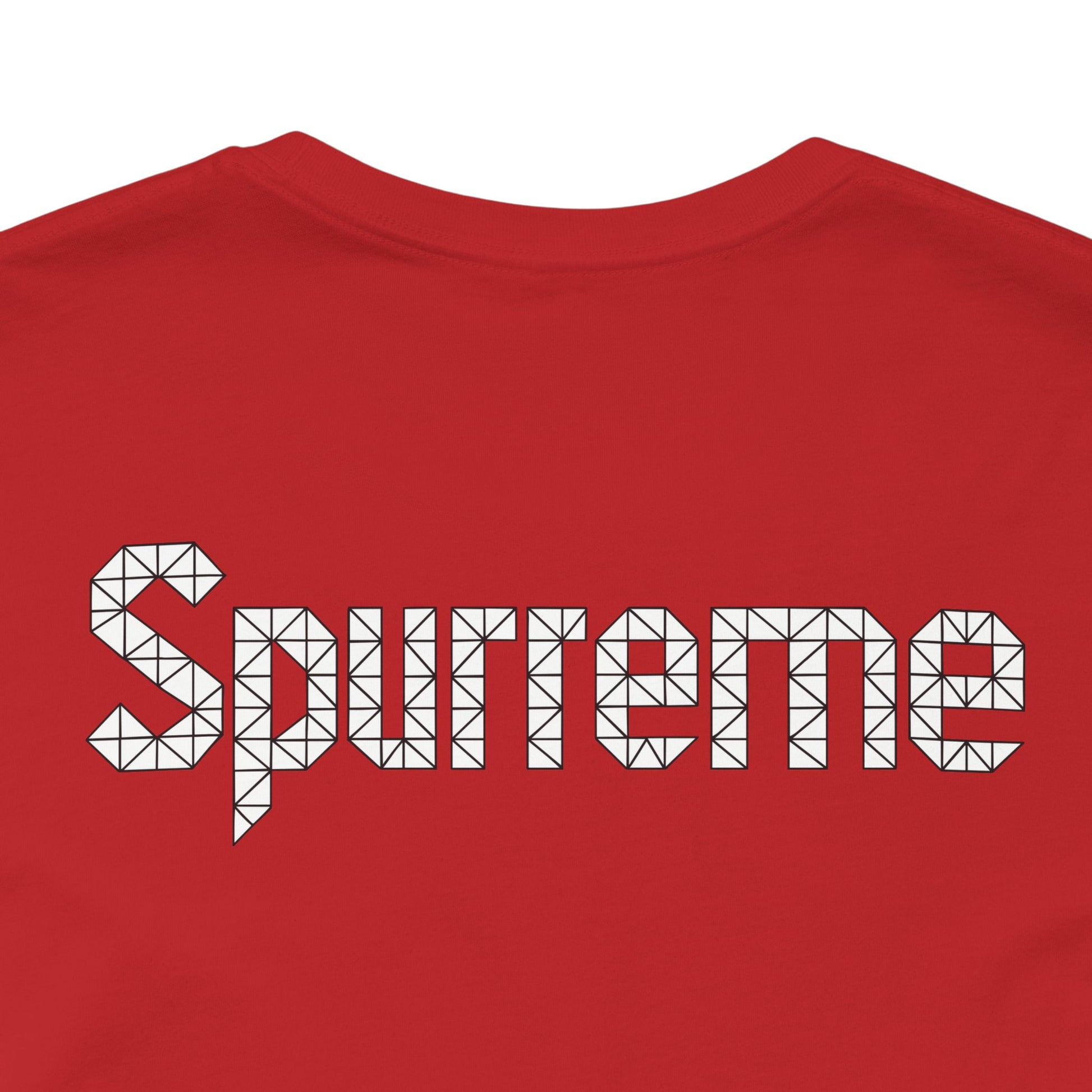 Spurreme Triangular Vision Cat Graphic T Shirt in Red back print detail, cat lover t shirt