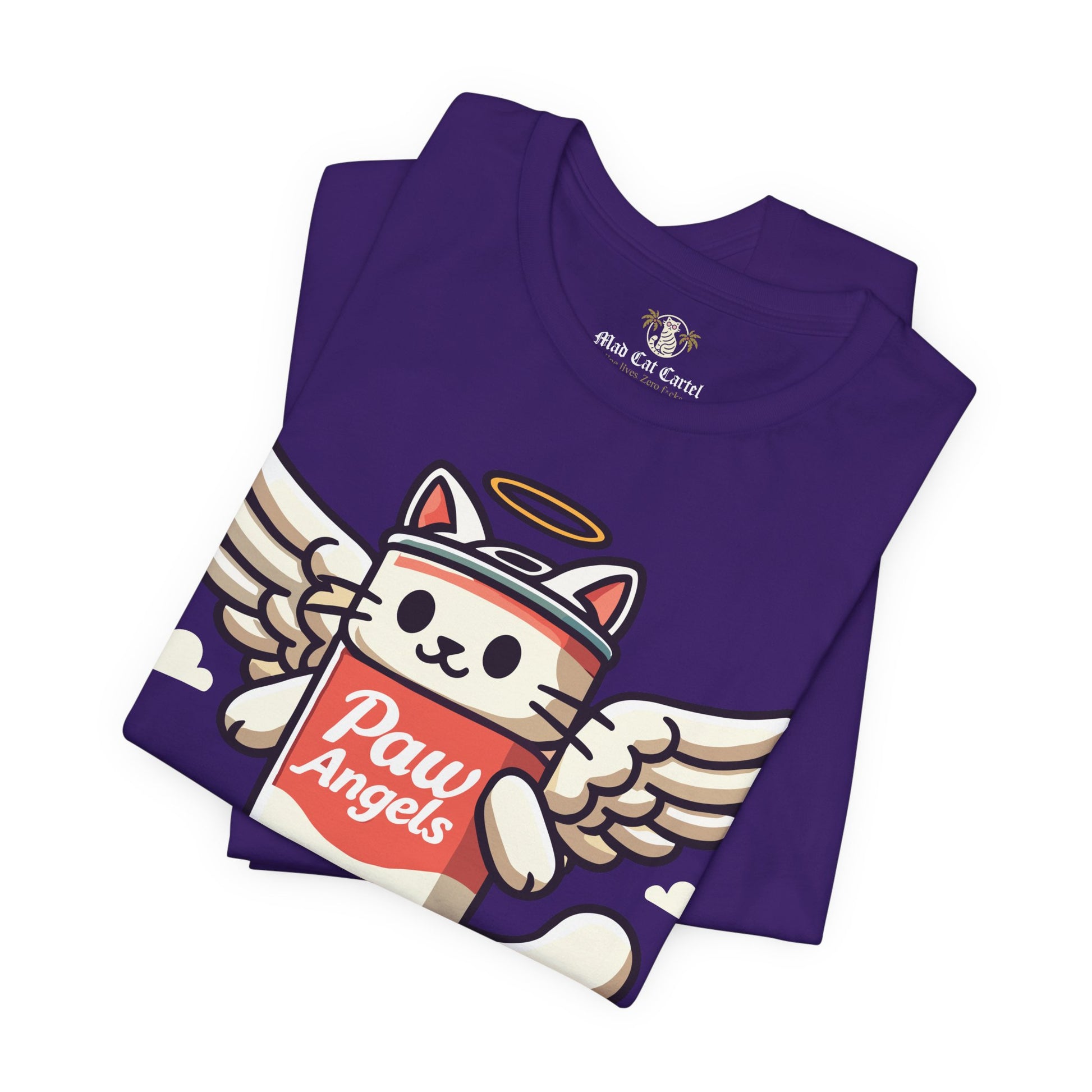 Folded Team Purple Paw Angels skate t shirts – cat lover shirts