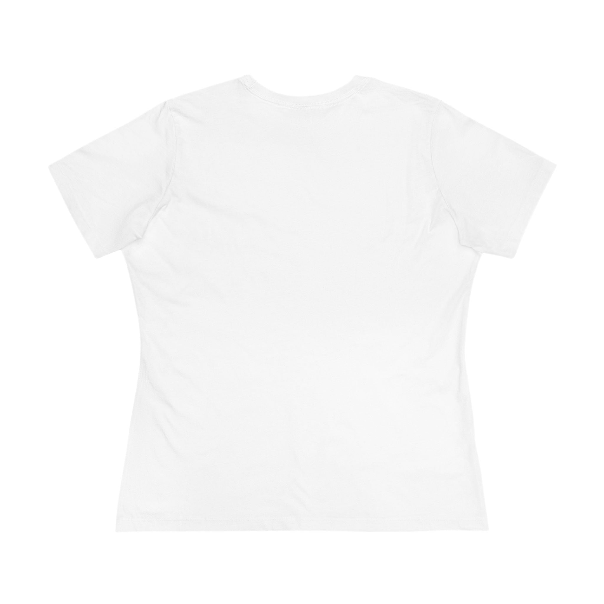 White cat print tee back view with neckline detail