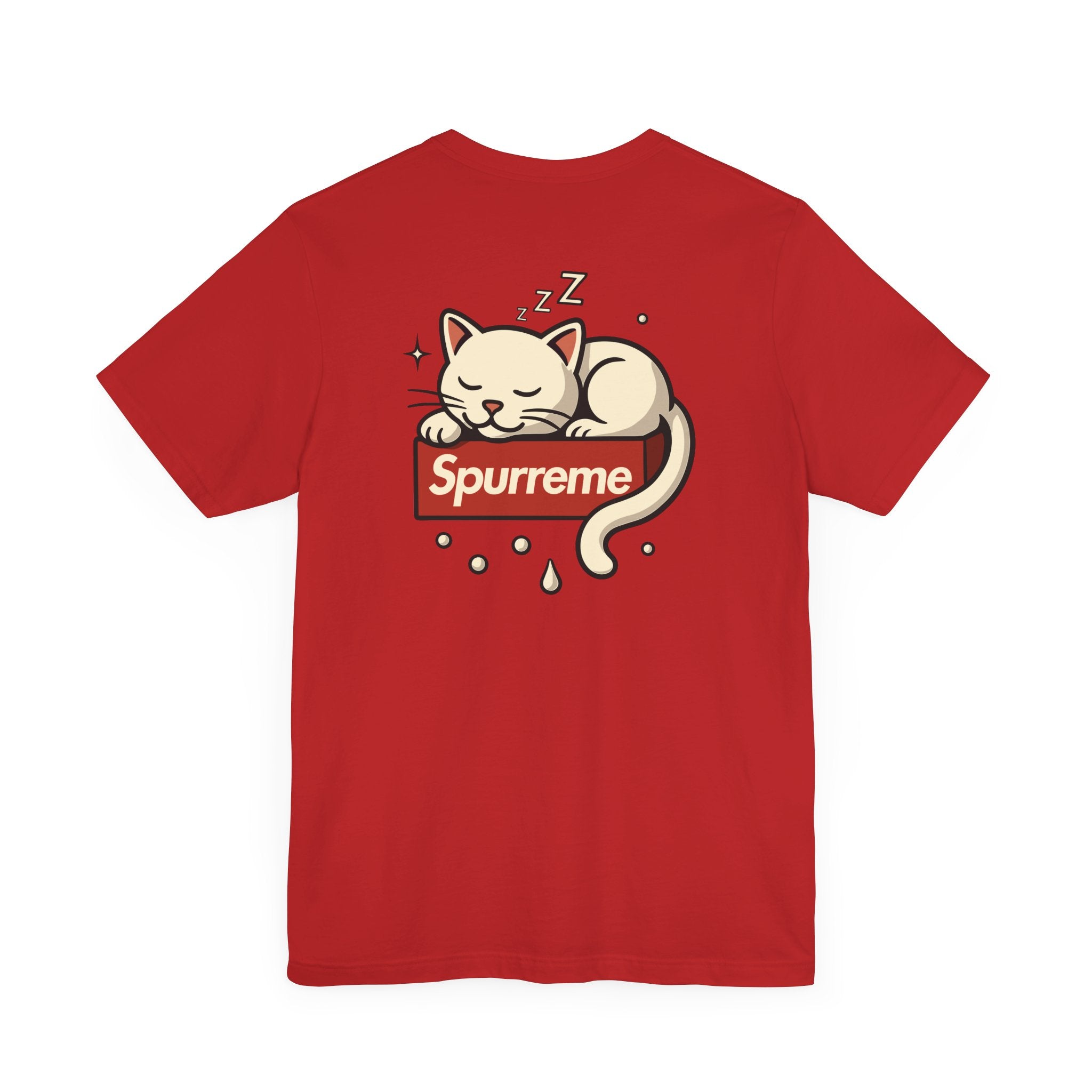 Red t shirt back logo view ladies cat t-shirt