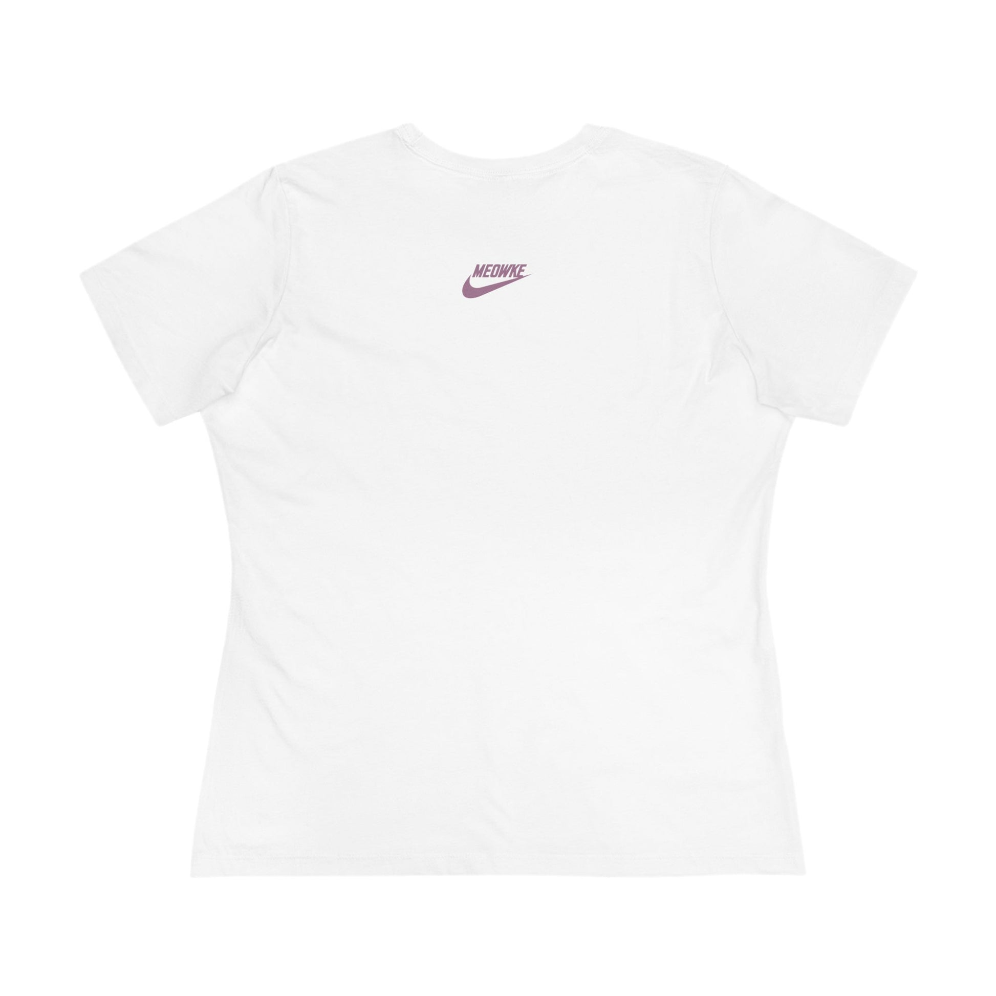 White women's t shirt back view, cat tee shirts womens