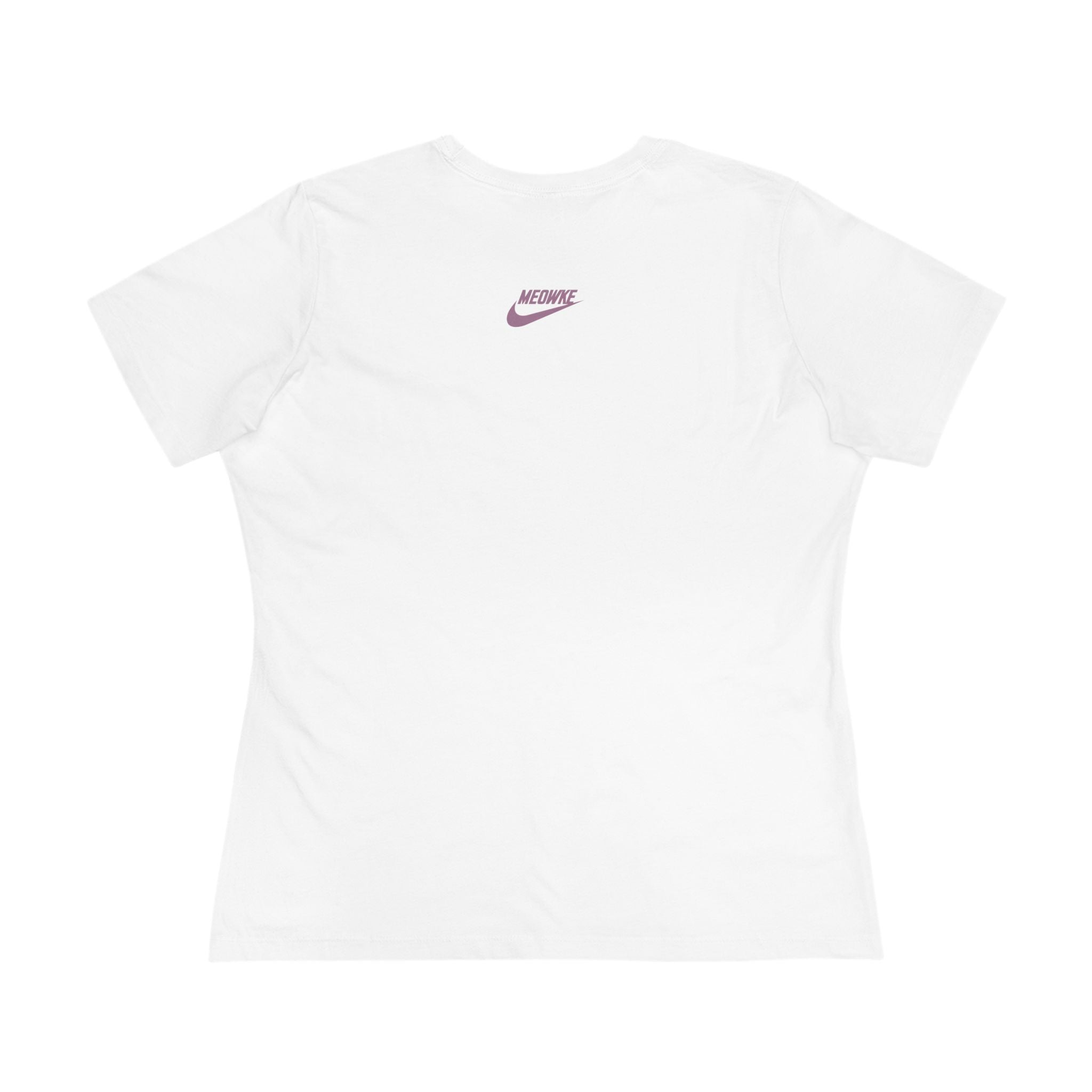 White women's t shirt back view, cat tee shirts womens