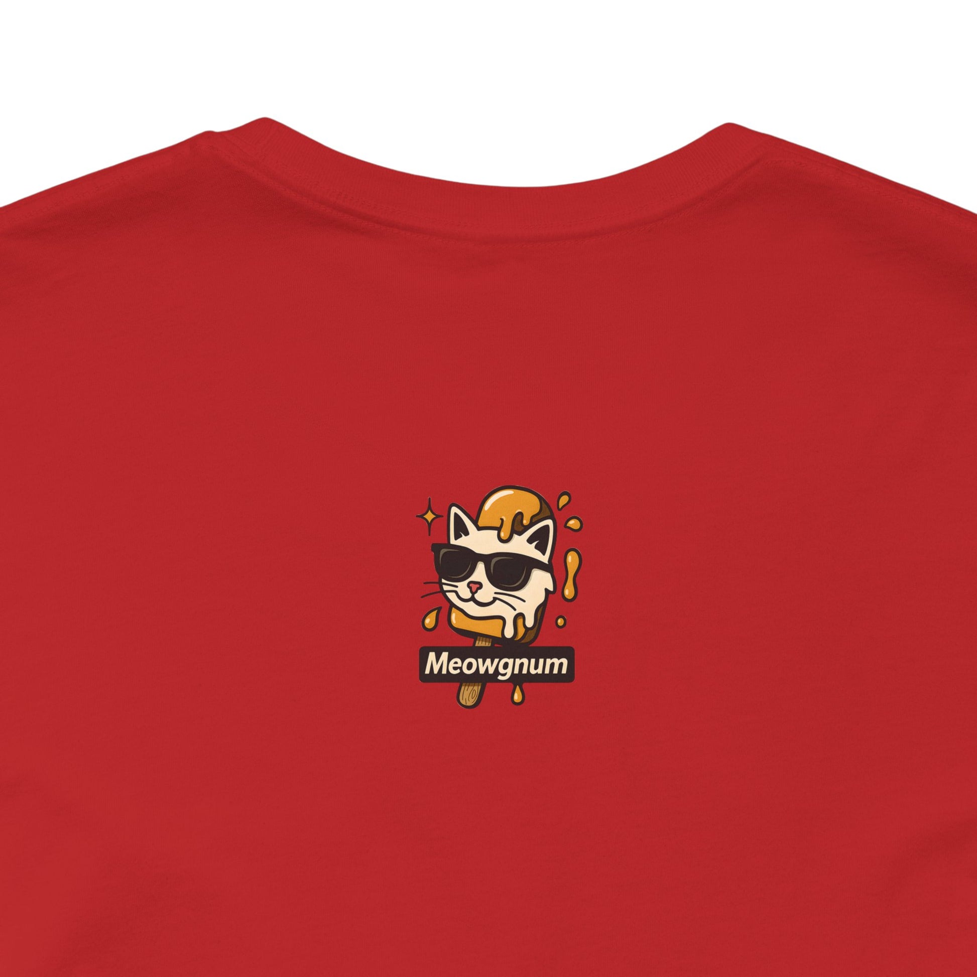 Red cat shirt flat back view – cool cat shirts
