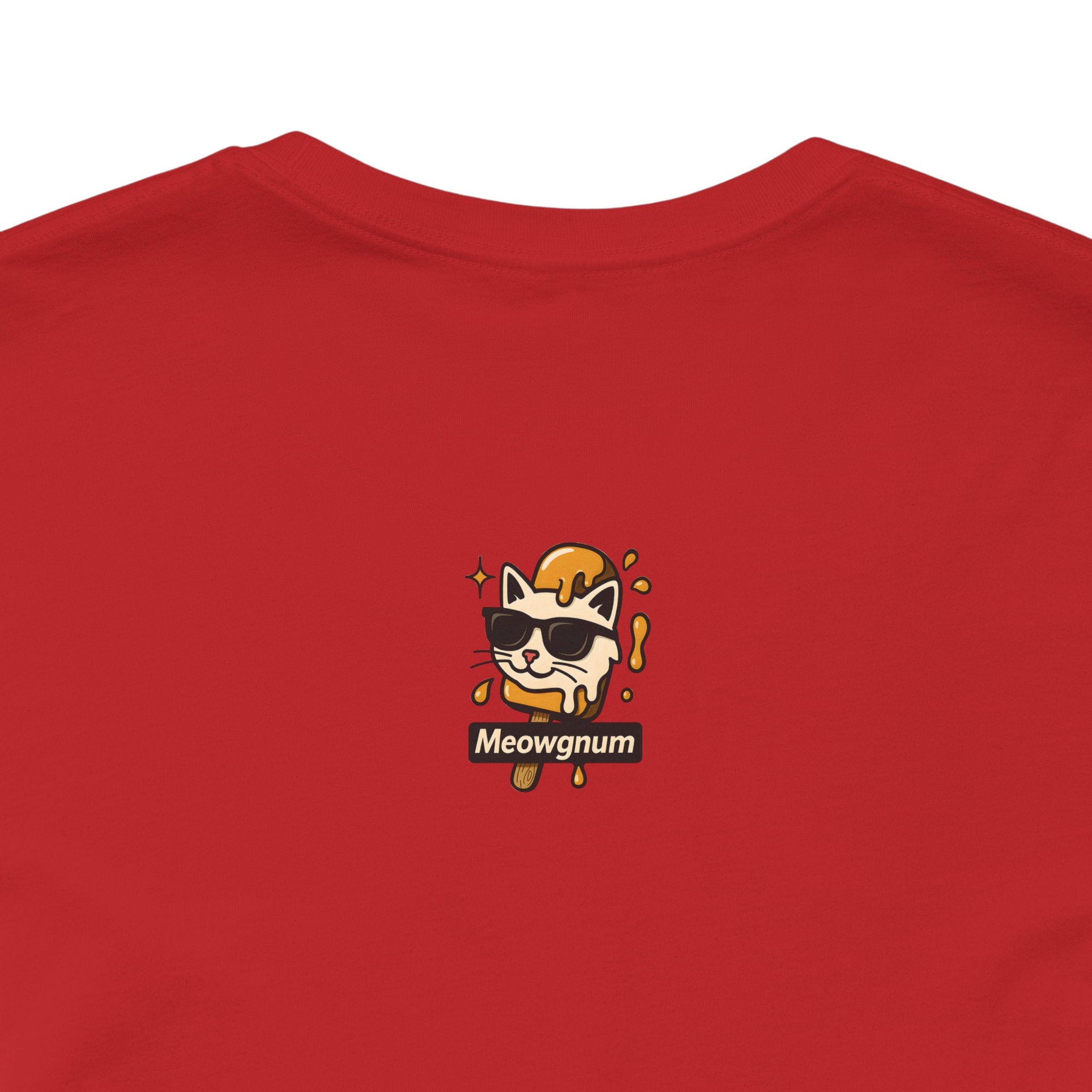 Red cat shirt flat back view – cool cat shirts