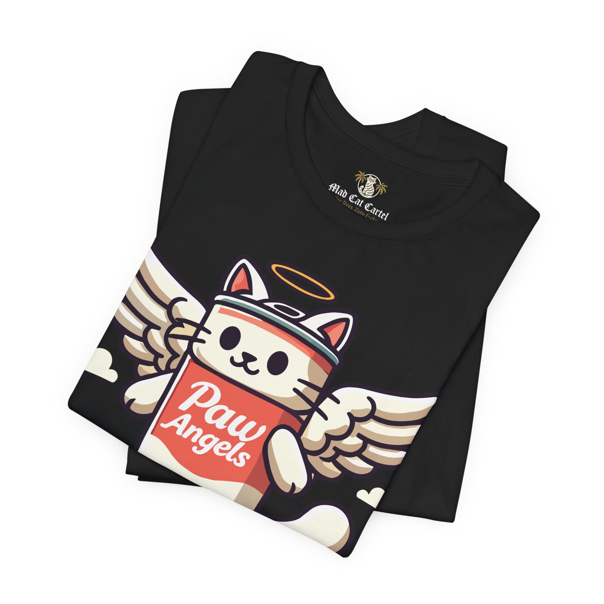 Folded Black Paw Angels skate t shirts – cat lover shirts