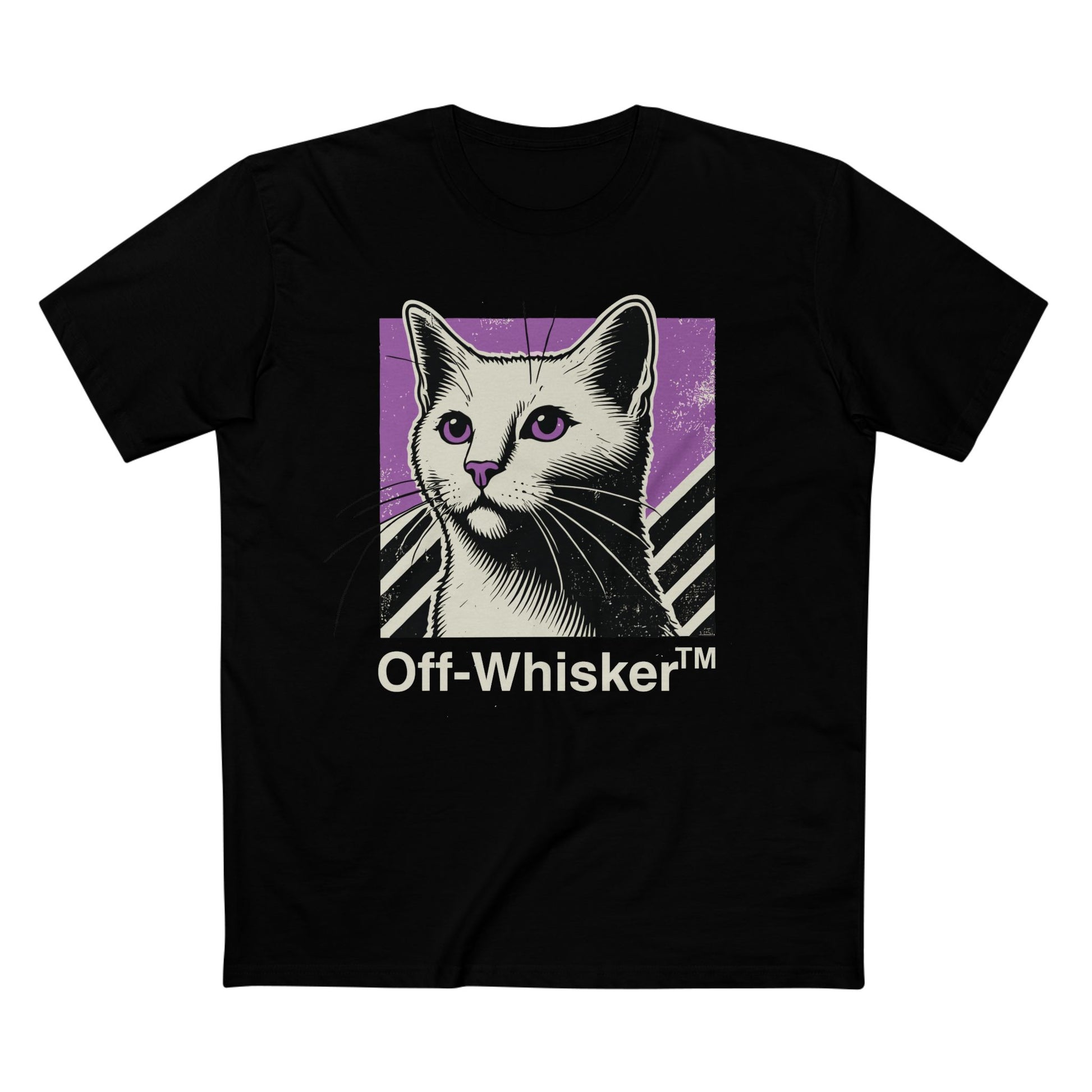 Black Off-Whisker Purple Vision cool cat shirt – t shirt cat lover with vintage cat face design