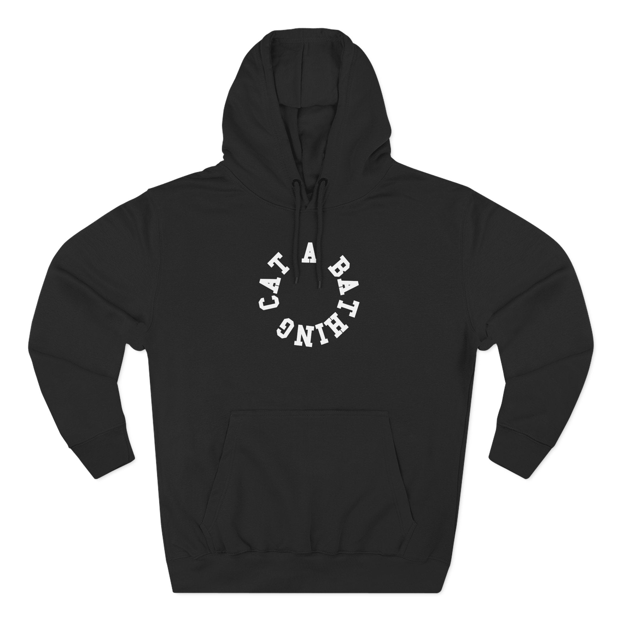 A Bathing Cat Circle Chest Logo Back Cat Graphic Black Hoodie for men and women, clothes for cat lovers, casual streetwear