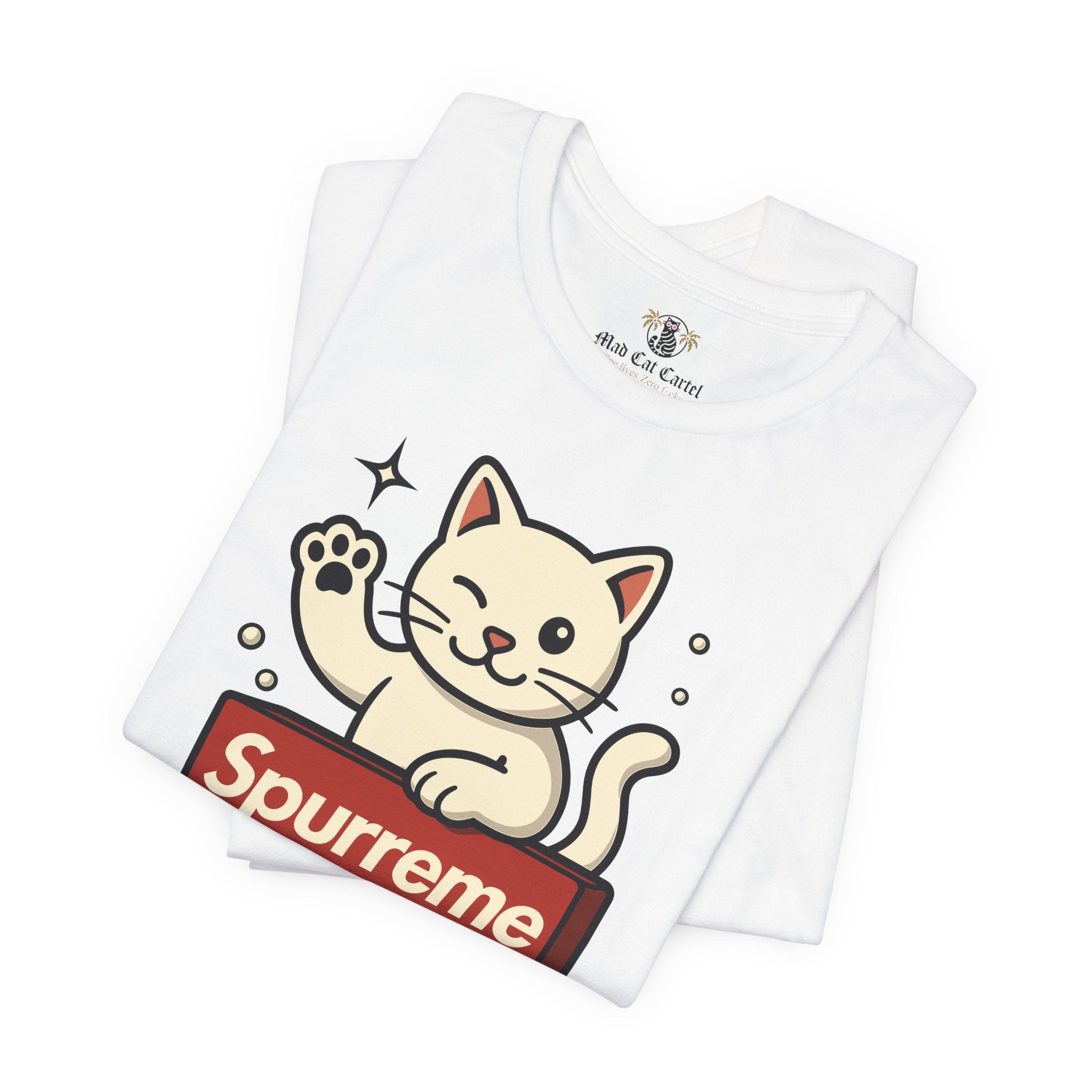 White t shirt folded front design cat lover t shirt