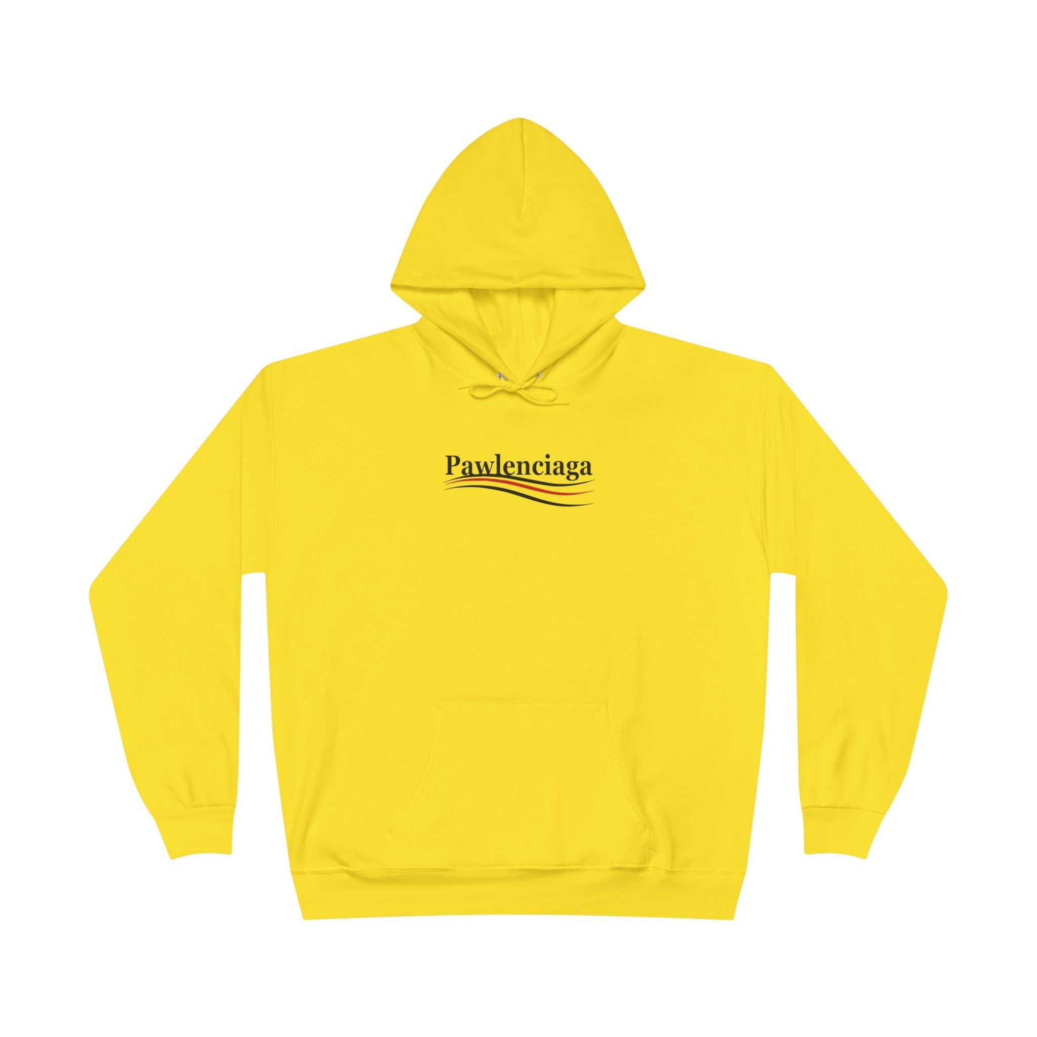 Pawlenciaga Chest Logo Athletic Yellow Hoodie for cat lovers, funny gifts for cat lovers