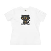 Meowschino Cat Graphic Women's T Shirt, white t shirt front view cool gifts cat lovers