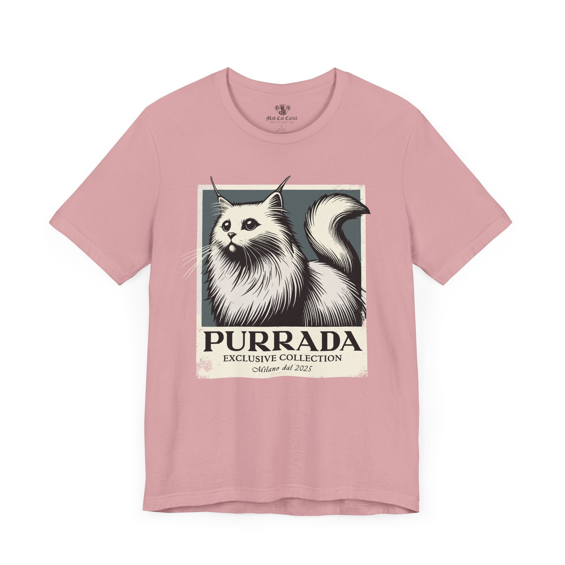 Orchid Purrada Exclusive Milano Cat Graphic T Shirt, womens cat tee shirts