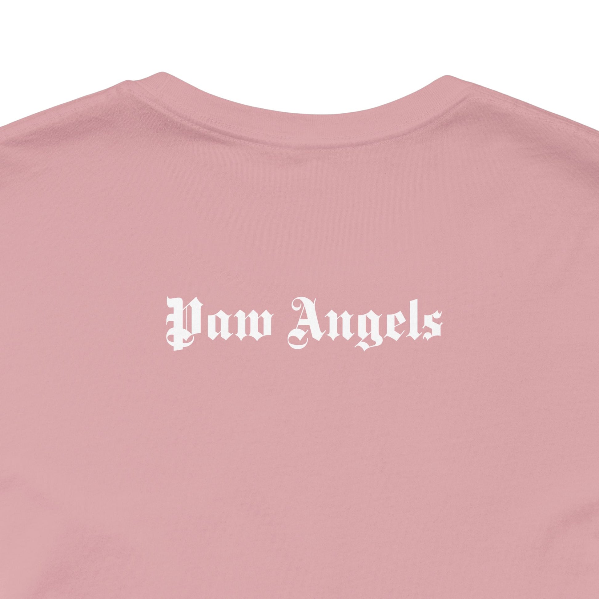Orchid t shirt with “Paw Angels” back print – cat lover shirts