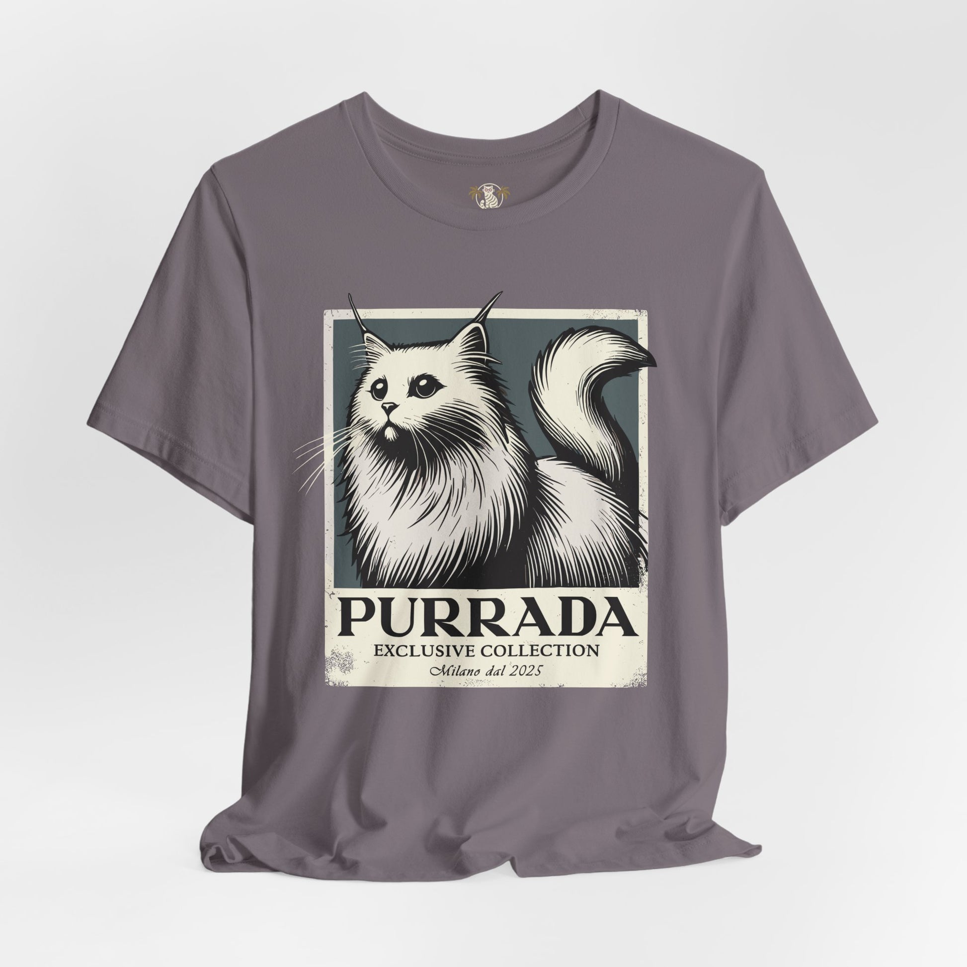 Storm Purrada Exclusive Milano Cat Graphic T Shirt, front view, cat lover shirt unisex