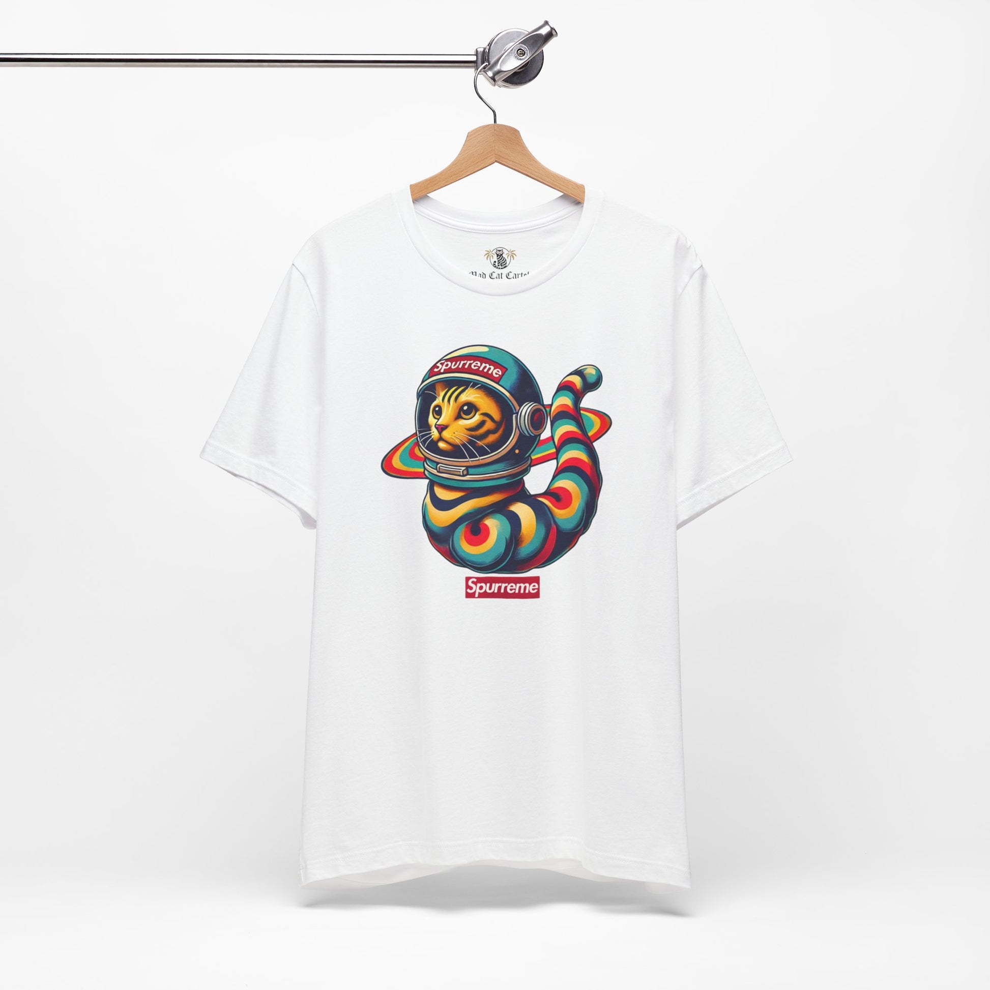 White t shirt hanging display space cat shirt