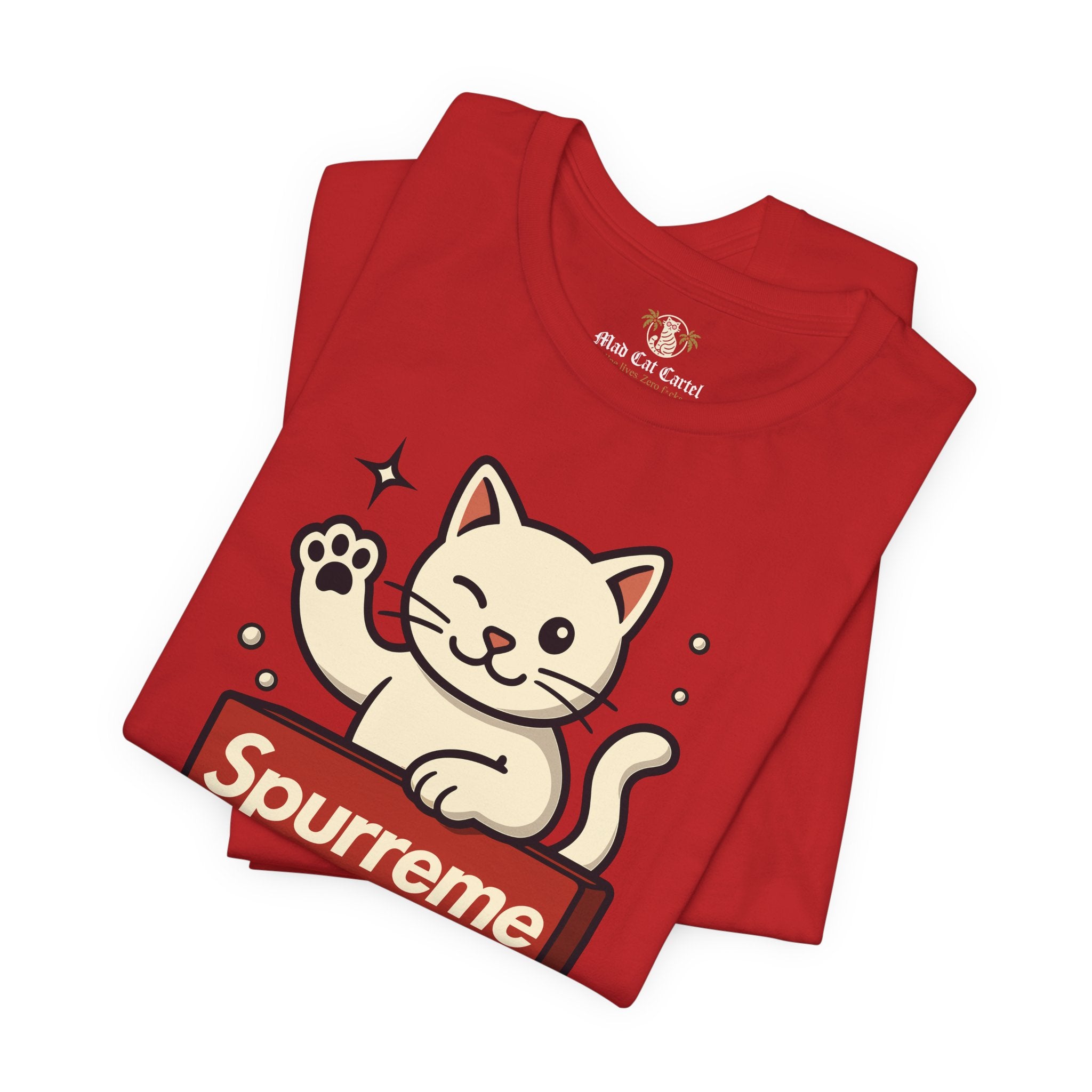 Red t shirt folded flat lay cat lover t shirt