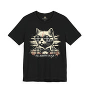 purrberry the plaid cat back logo black t shirt front view unisex cat print tee shirts
