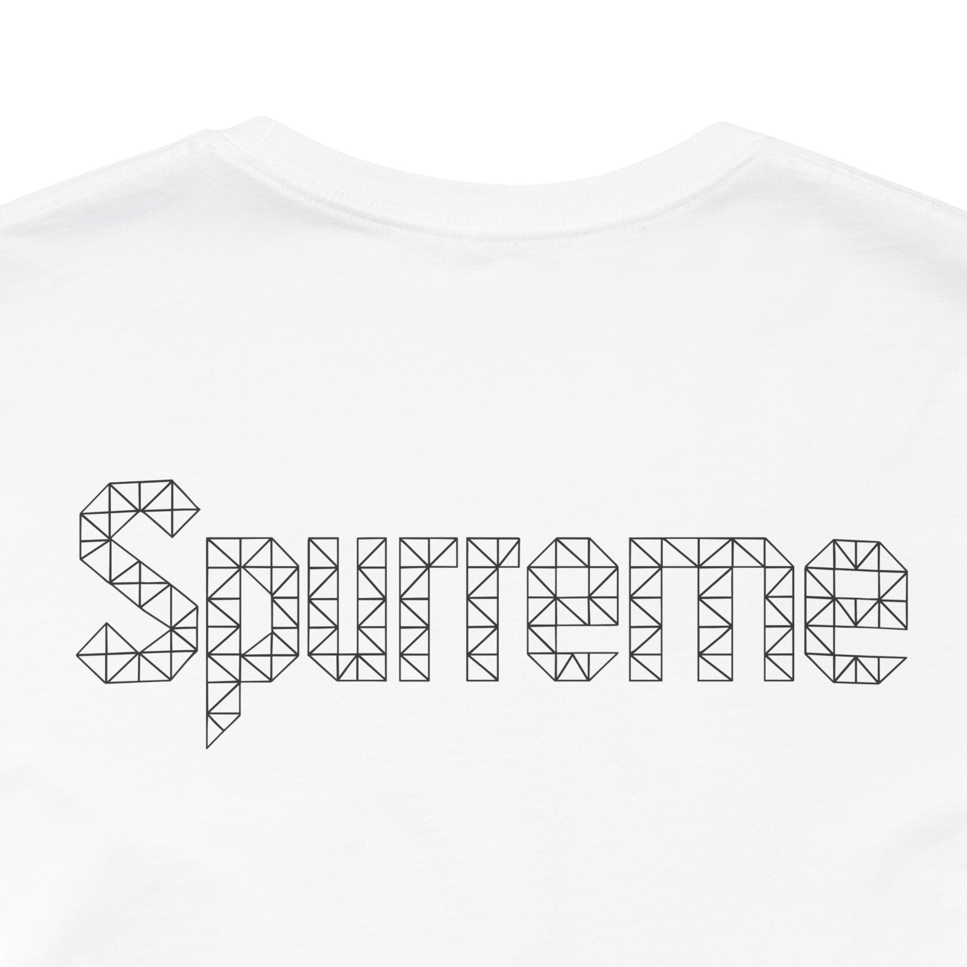 White Spurreme Triangular Vision Cat Graphic T-Shirt back detail – clothes with cats on them
